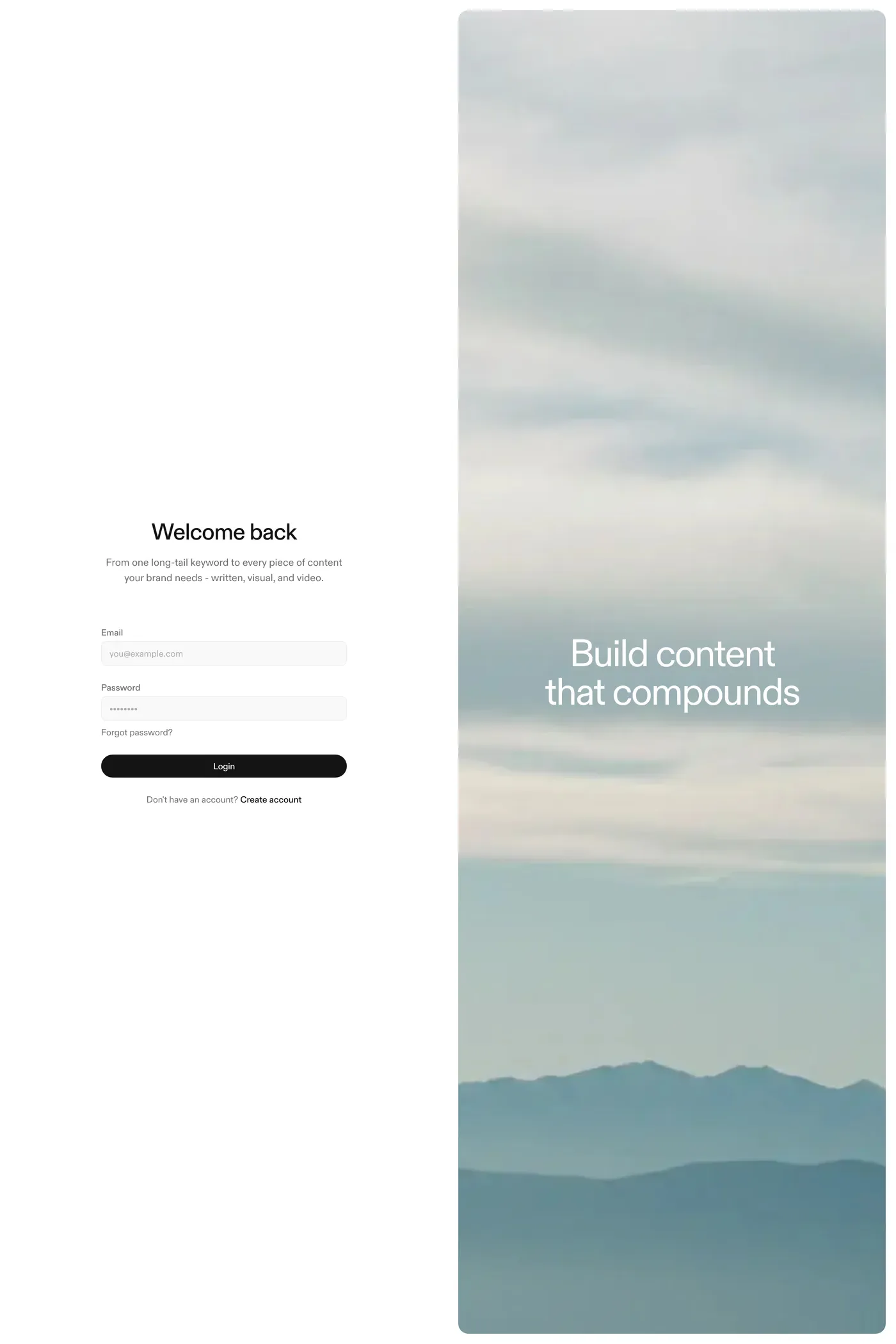 Keytail — screenshot of the login page