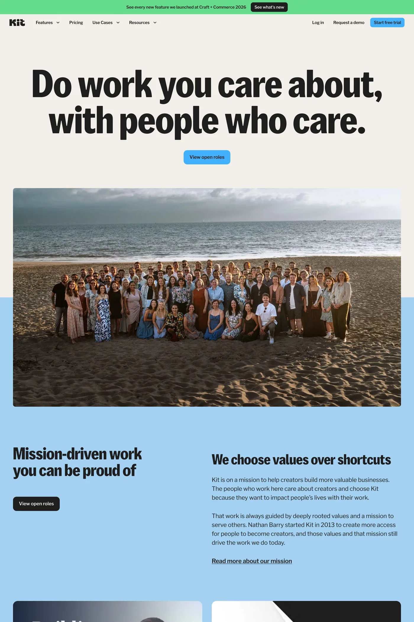 Kit — screenshot of the careers page