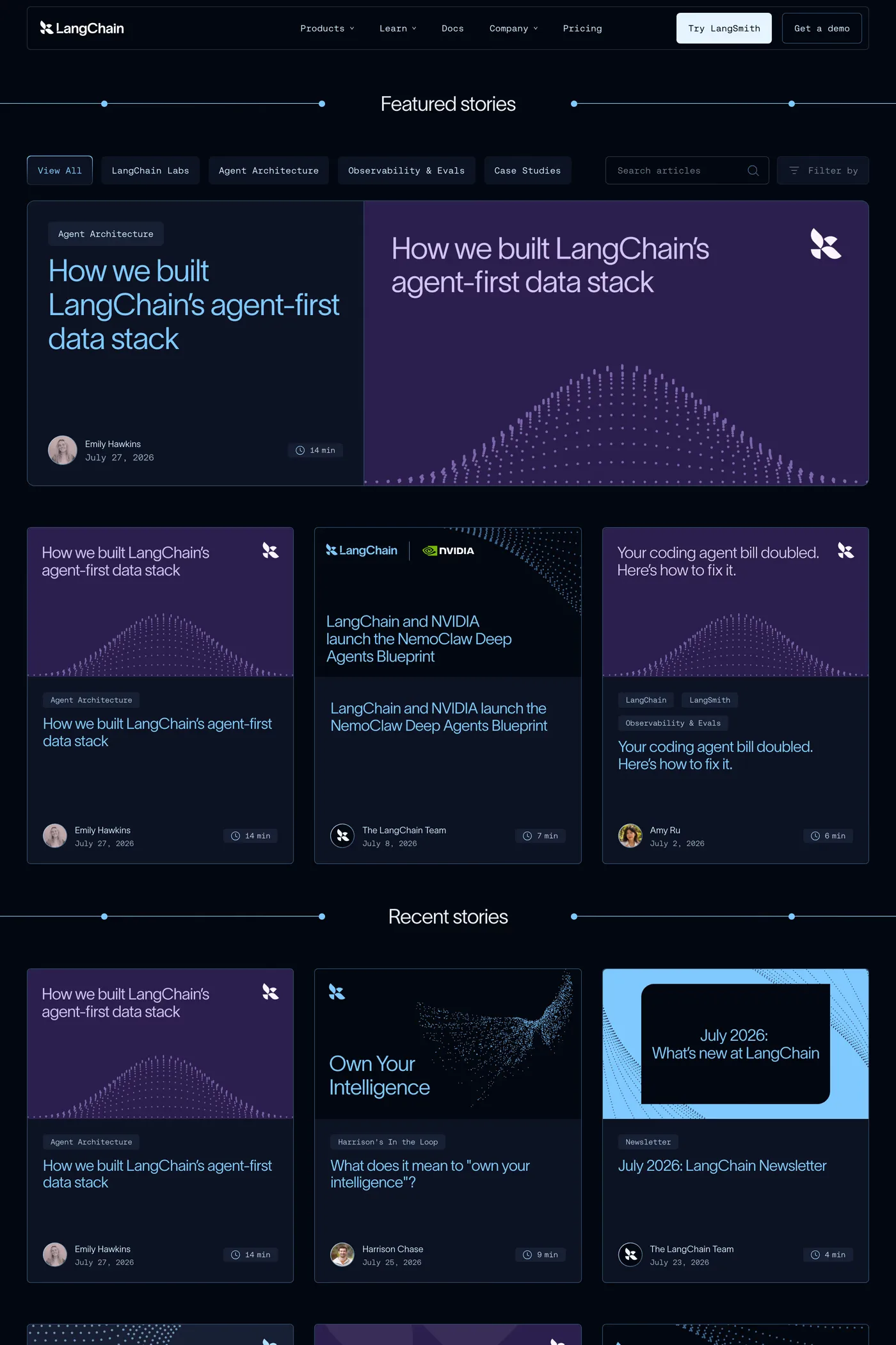 LangChain — screenshot of the blog page