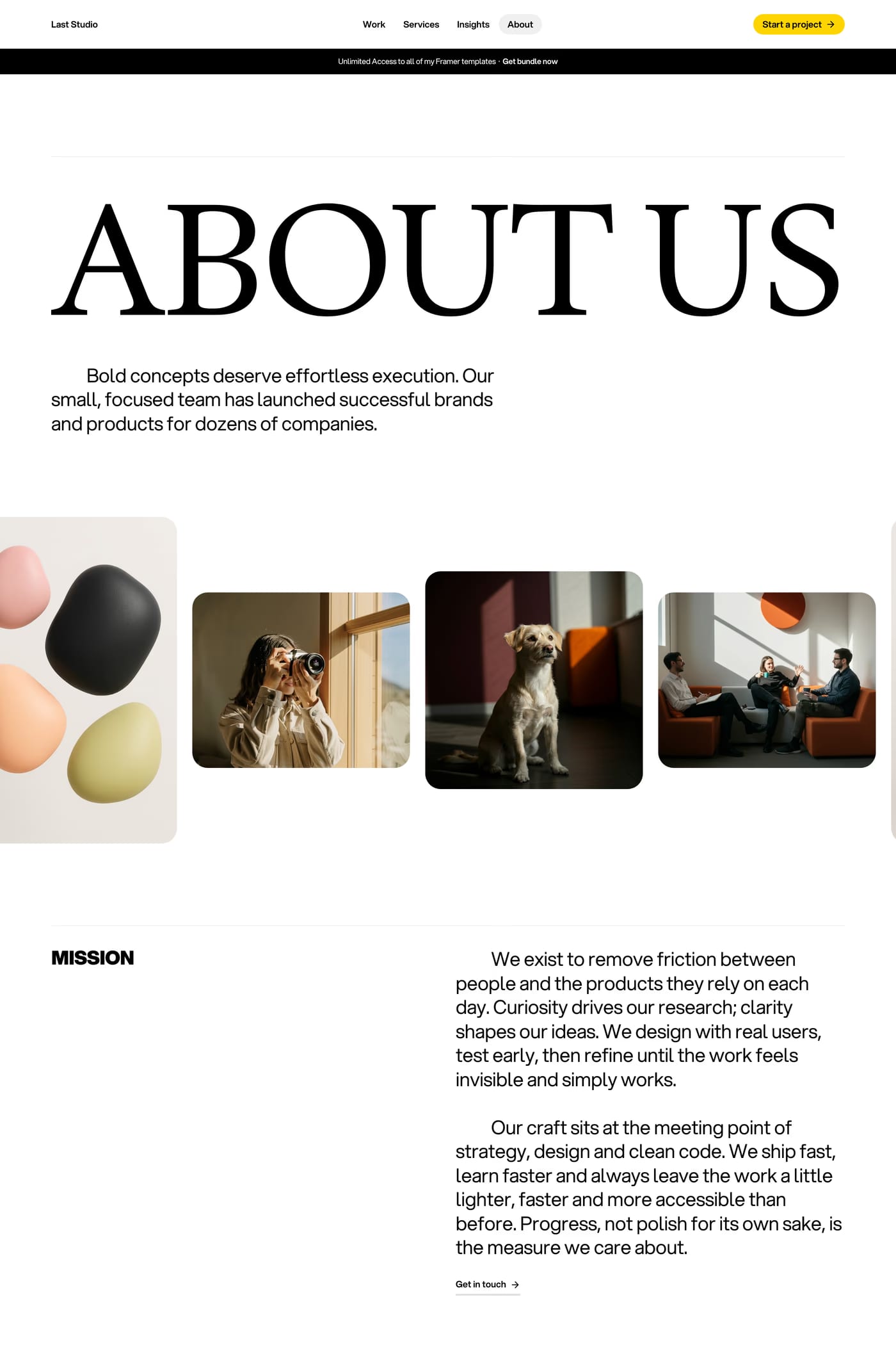Last Studio — screenshot of the about page
