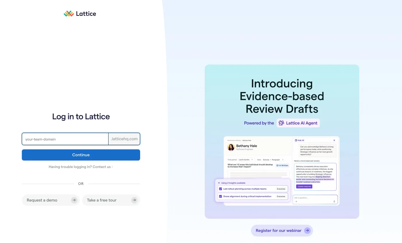 Lattice — screenshot of the login page