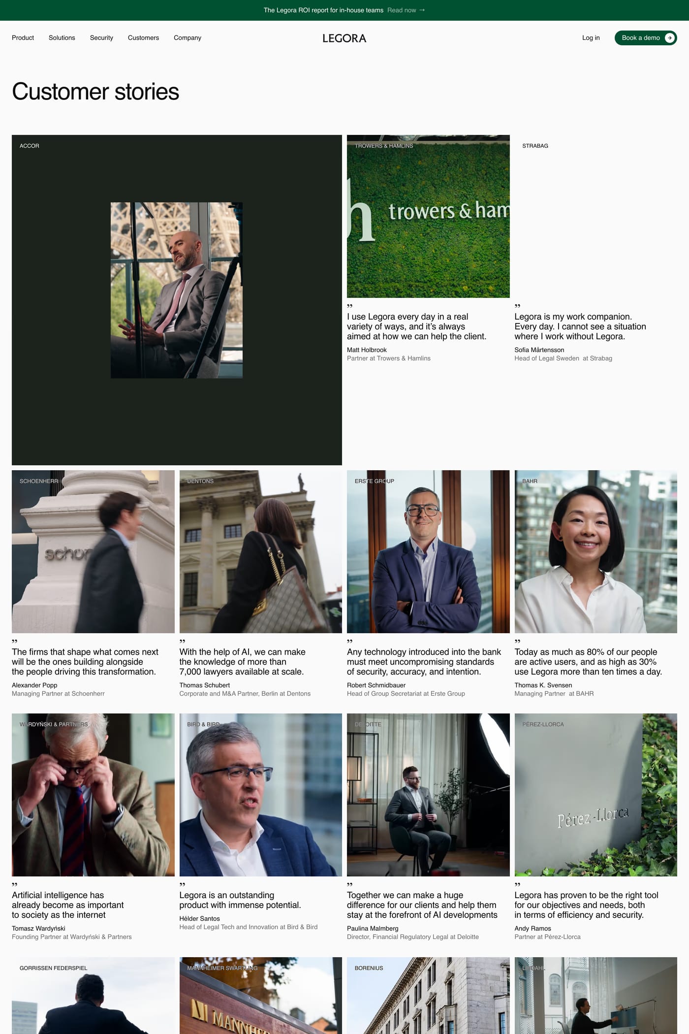 Legora — screenshot of the case studies page