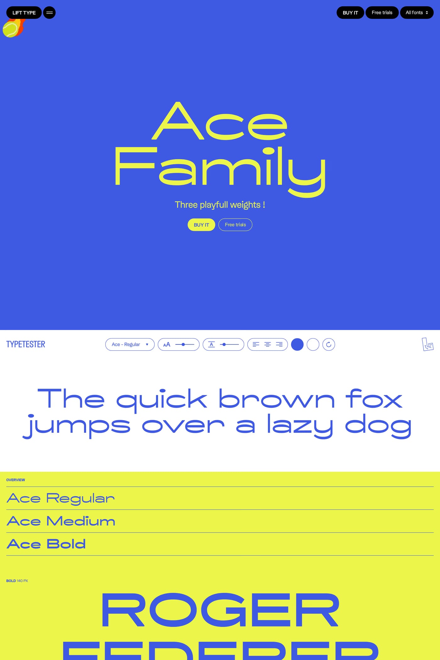 Lift Type product page page