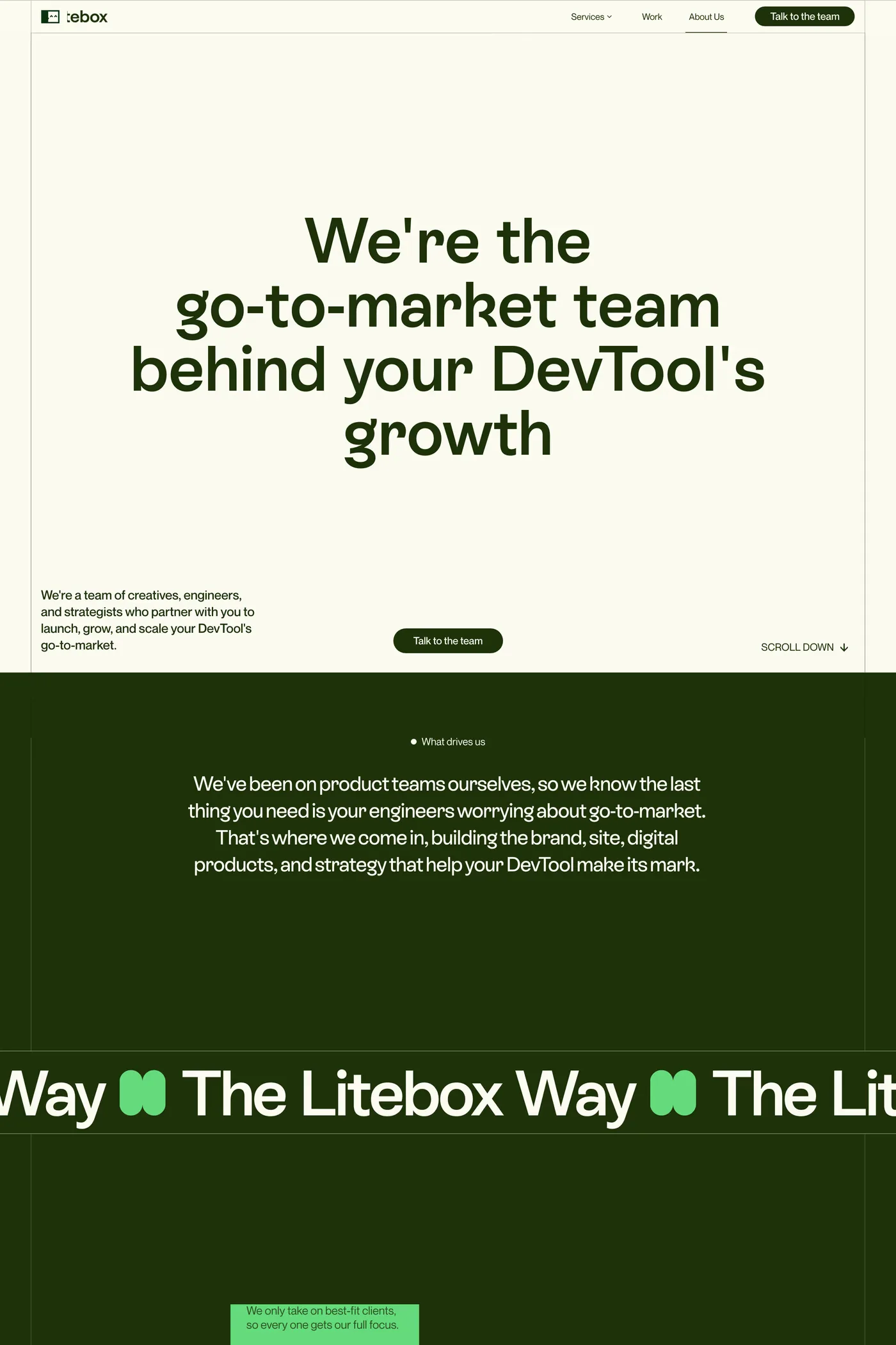 Litebox — screenshot of the about page