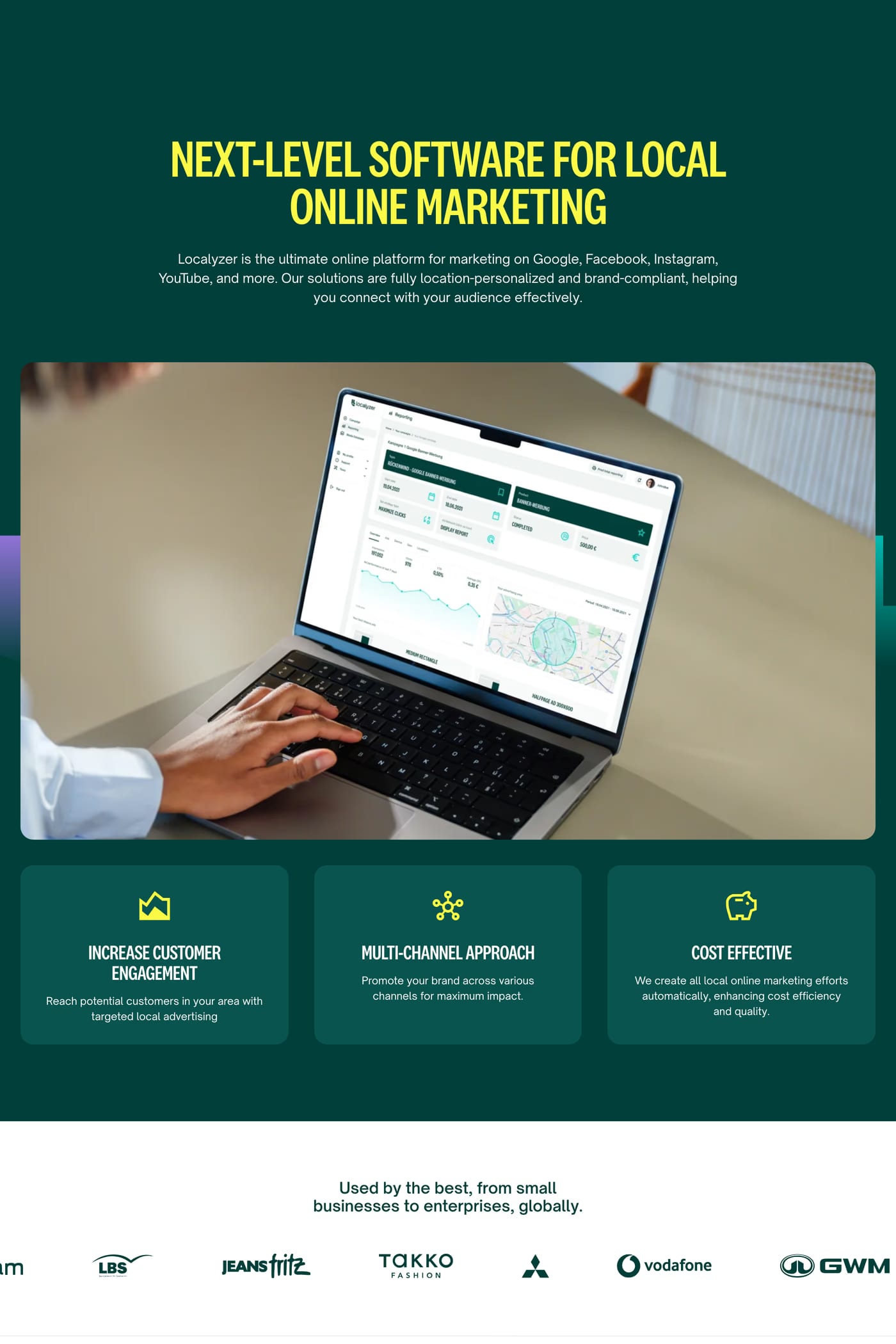 Localyzer — screenshot of the features page