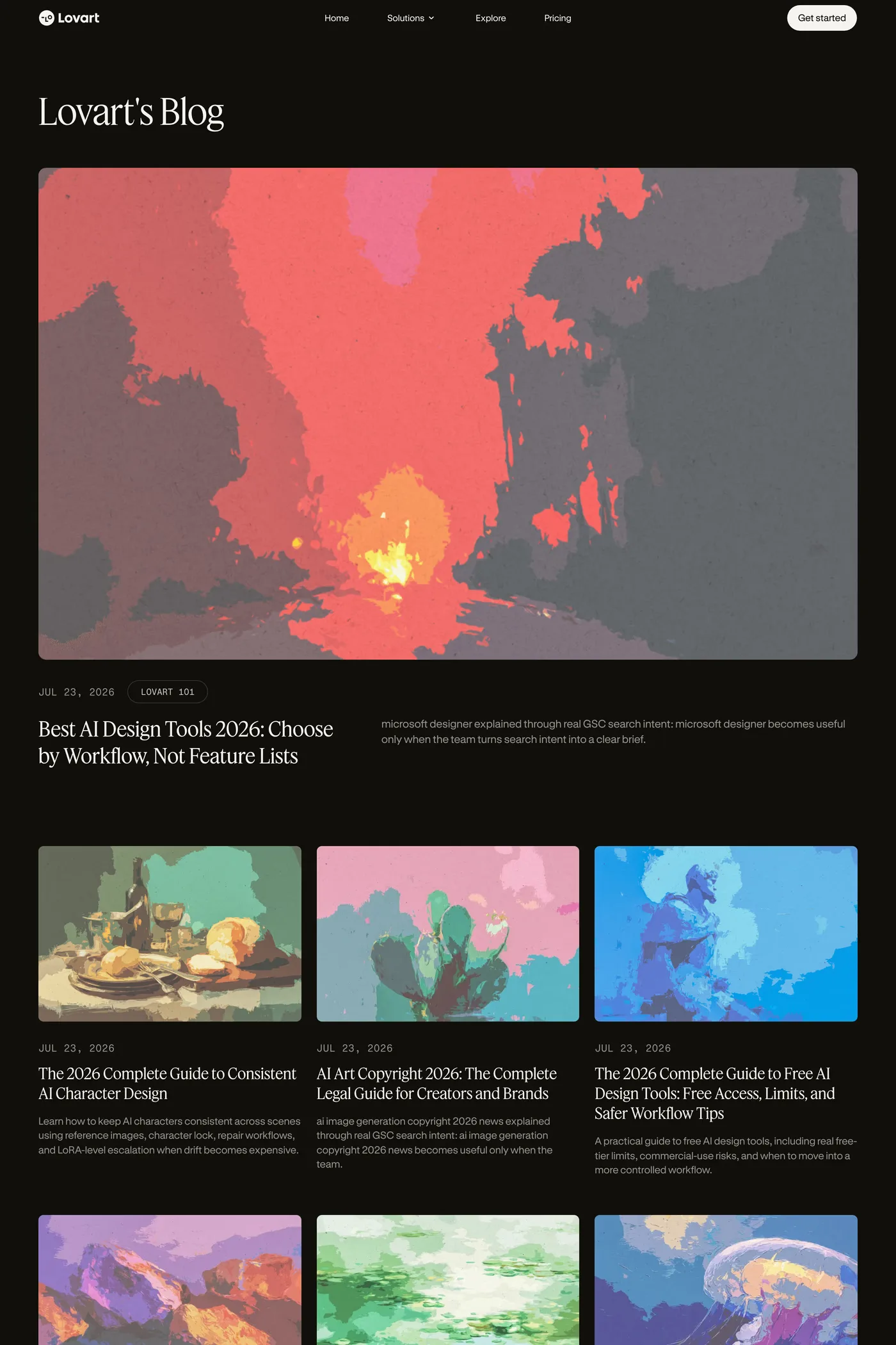 Lovart — screenshot of the blog page