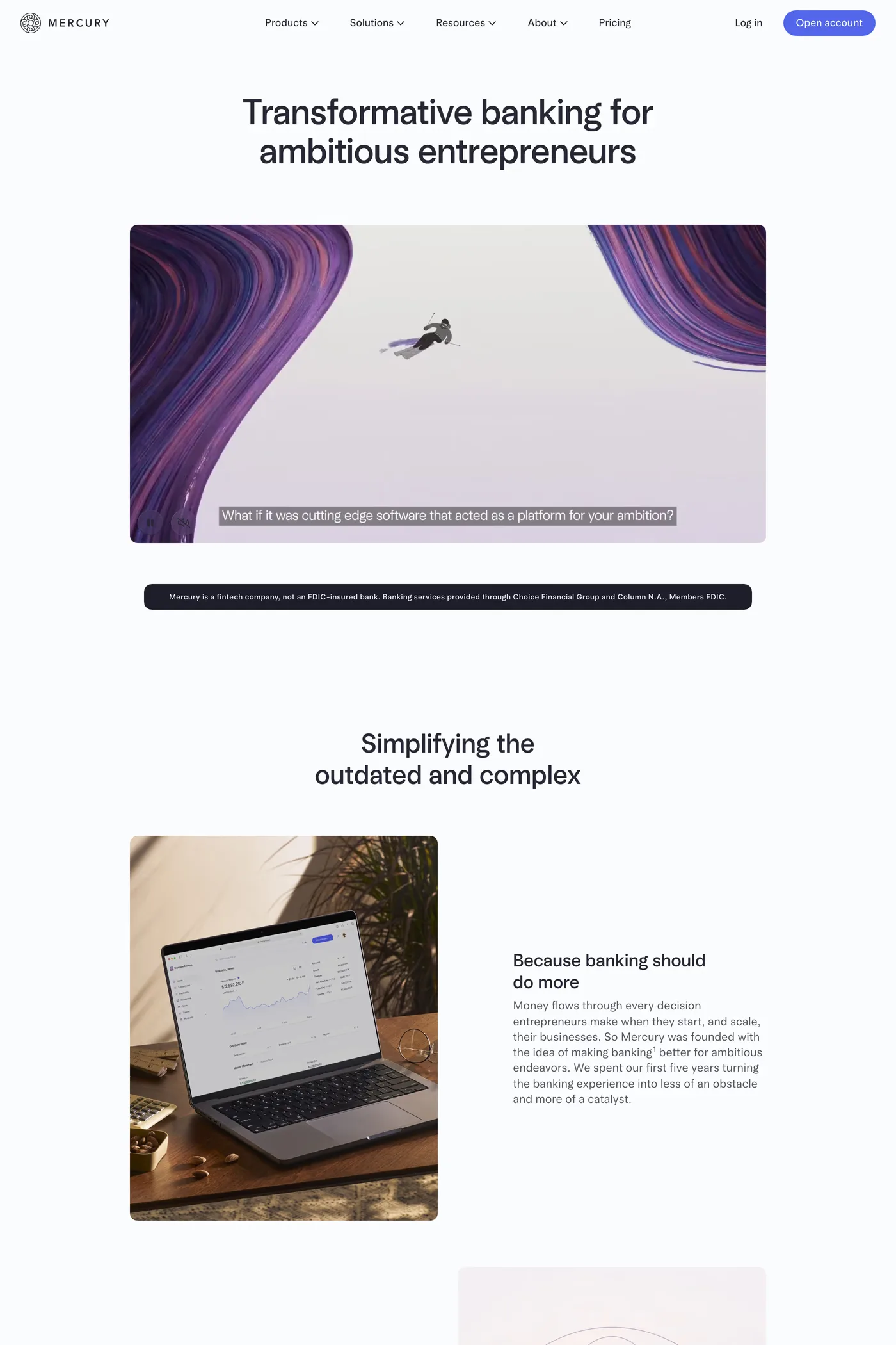 Mercury — screenshot of the about page
