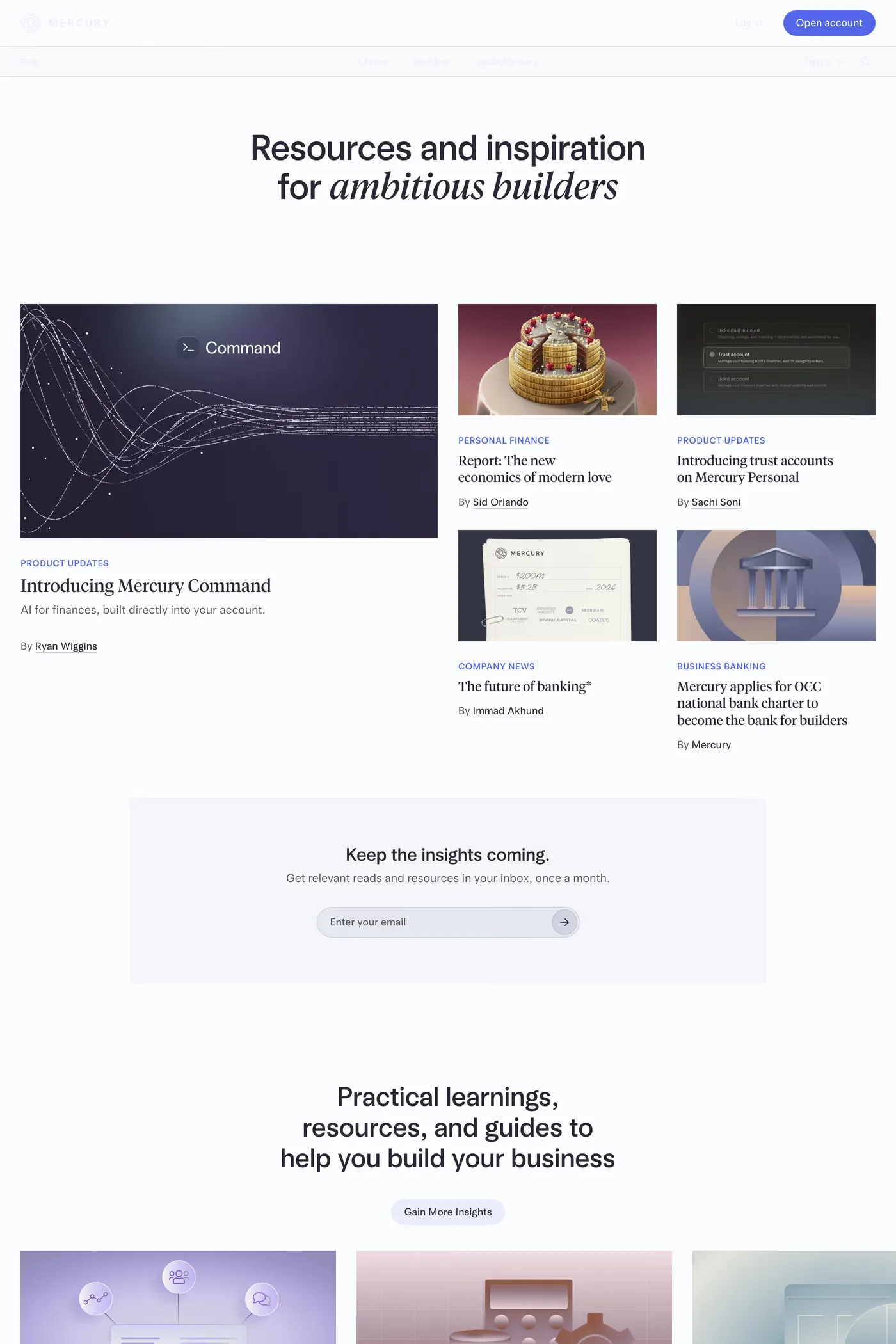 Mercury — screenshot of the blog page