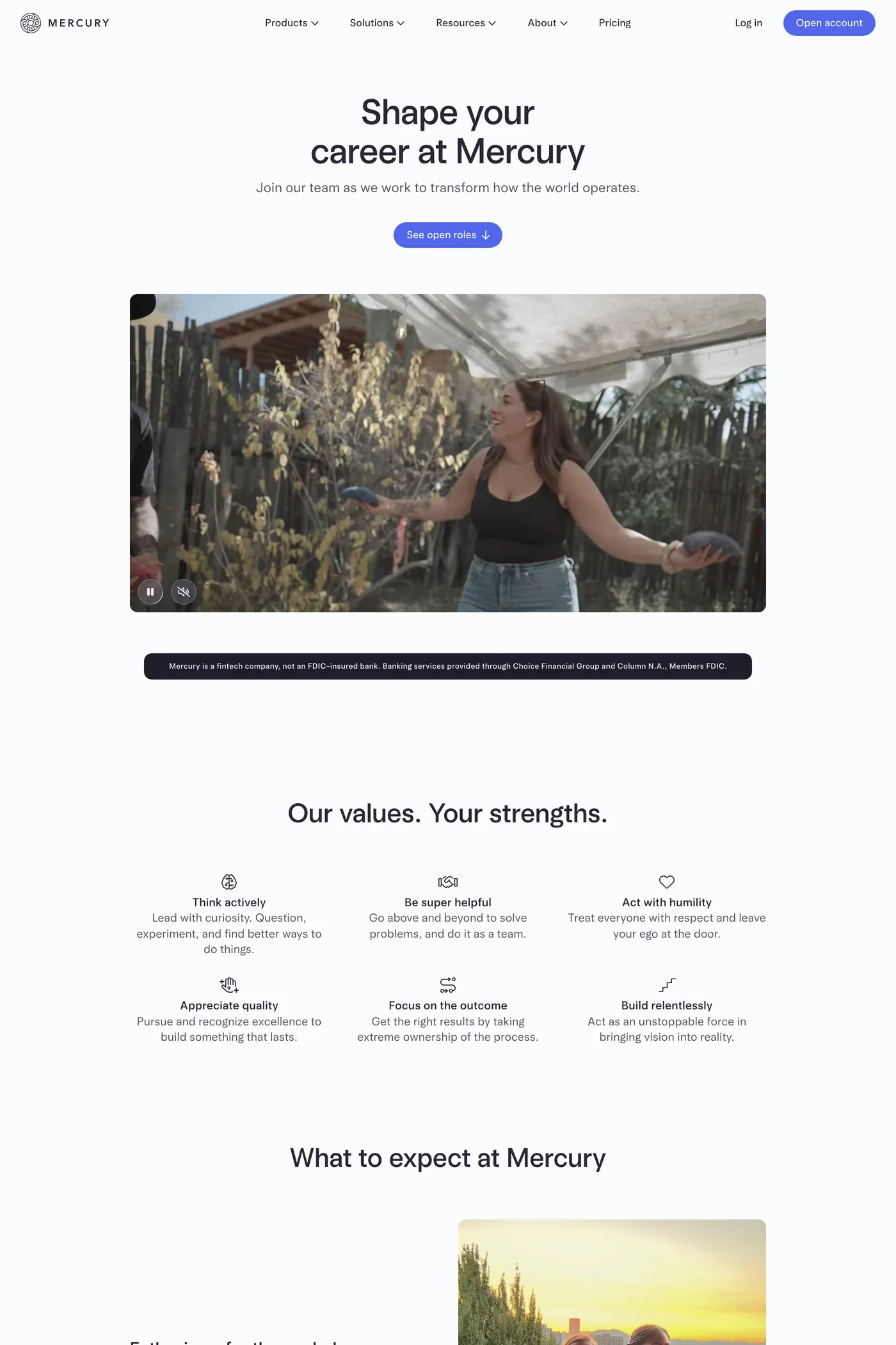 Mercury — screenshot of the careers page