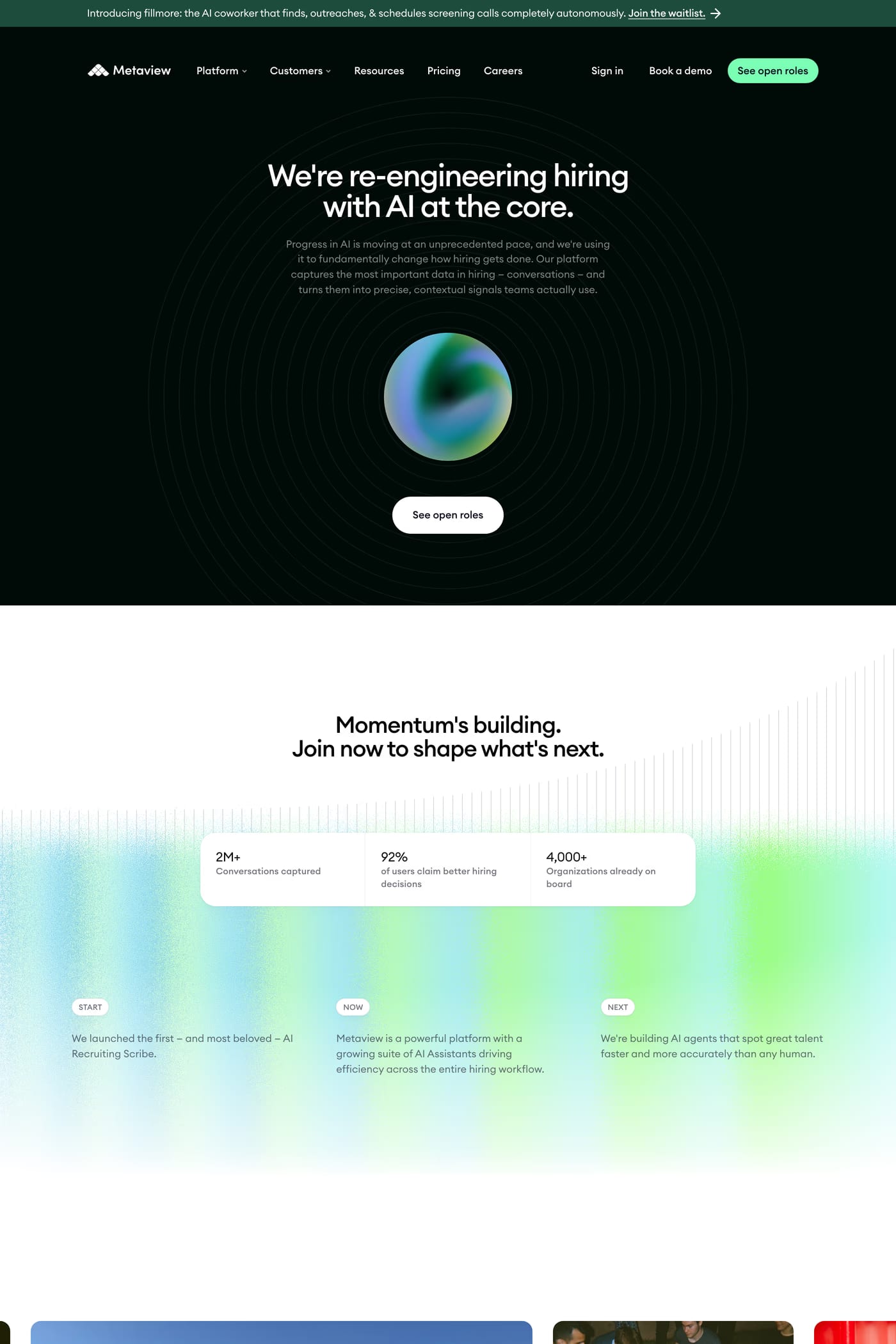 Metaview — screenshot of the careers page
