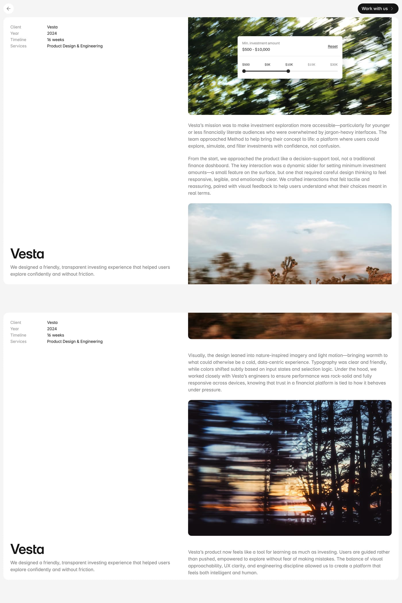 Method — screenshot of the work page