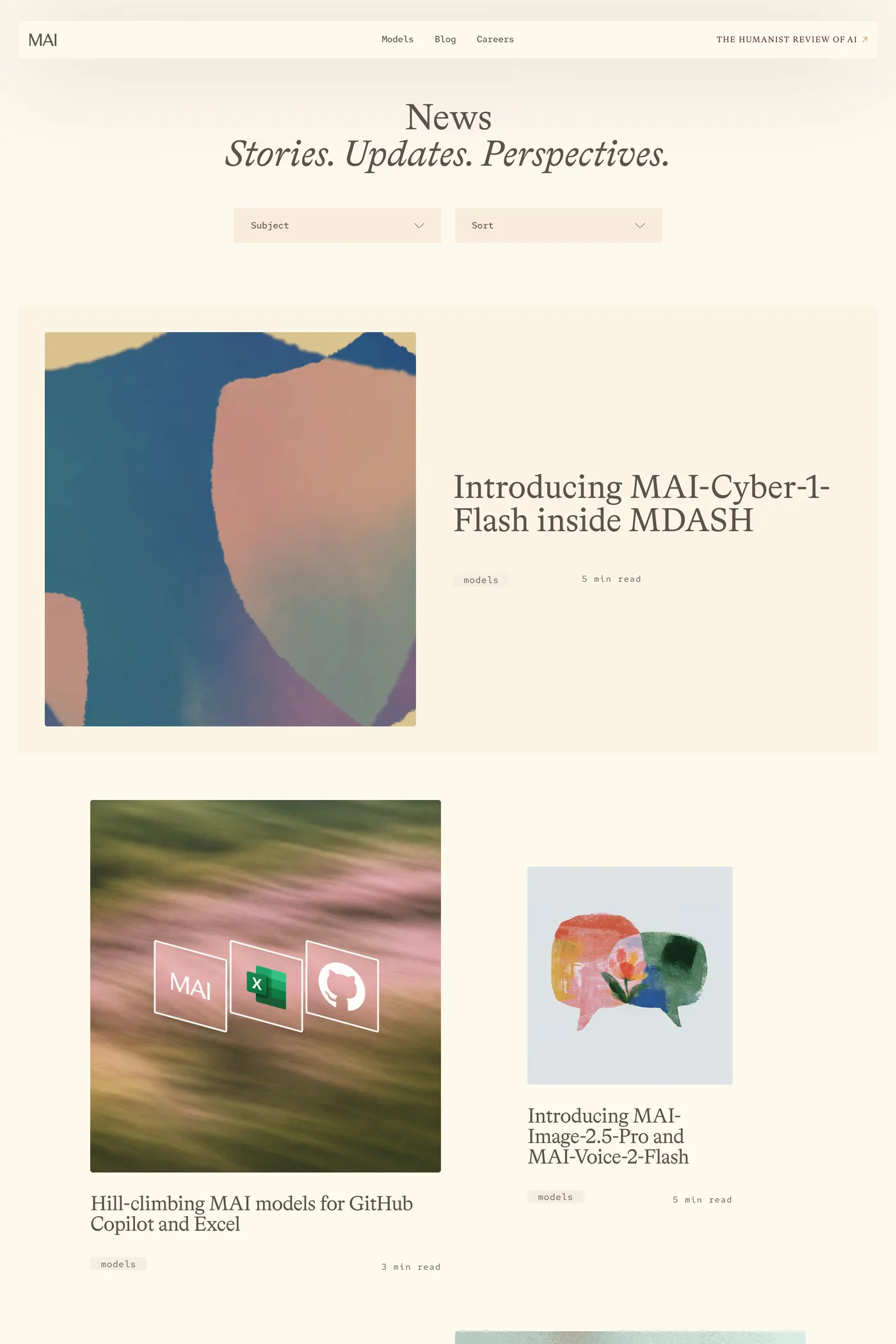 Microsoft AI — screenshot of the blog page
