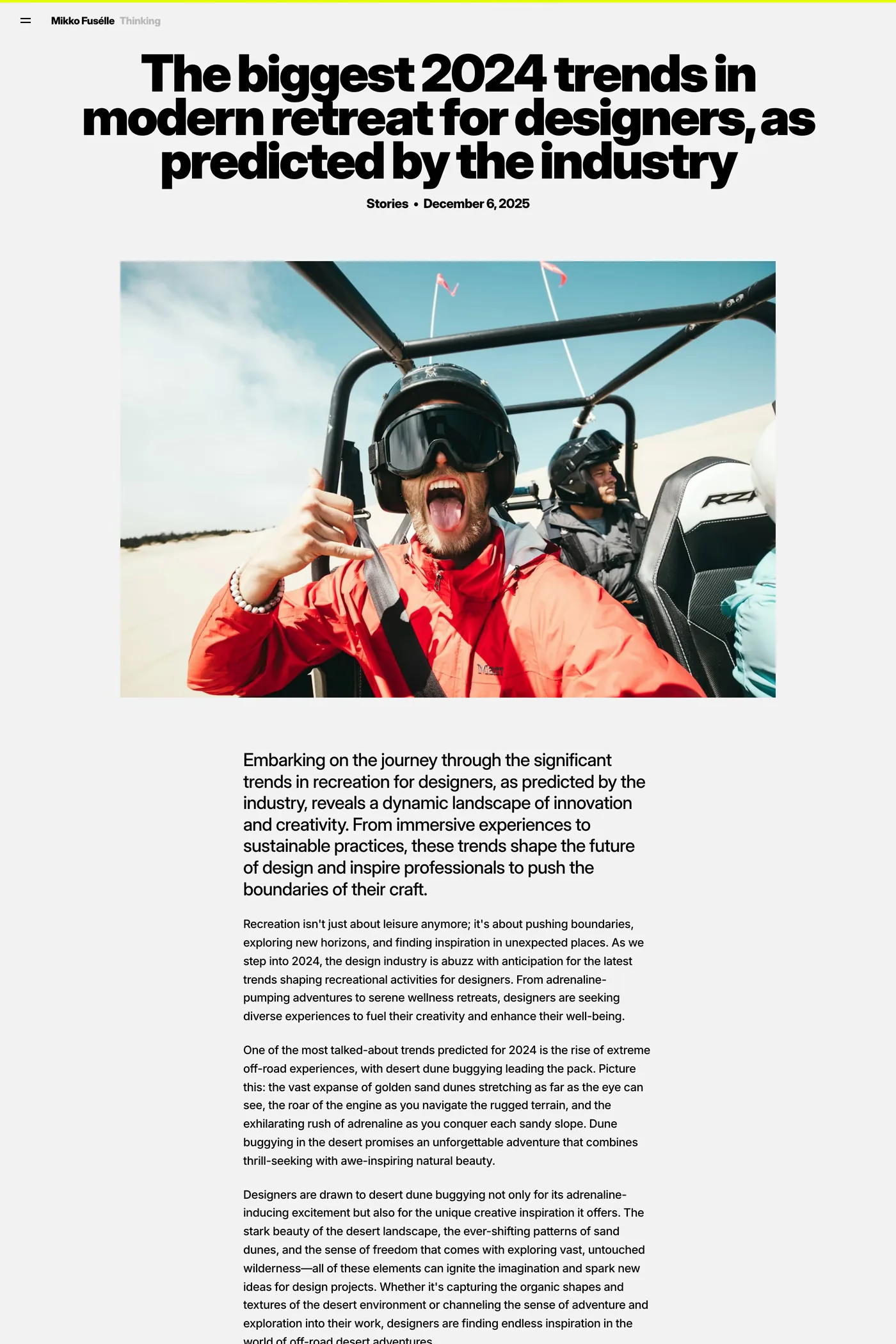 Mikko Fuselle — screenshot of the blog page