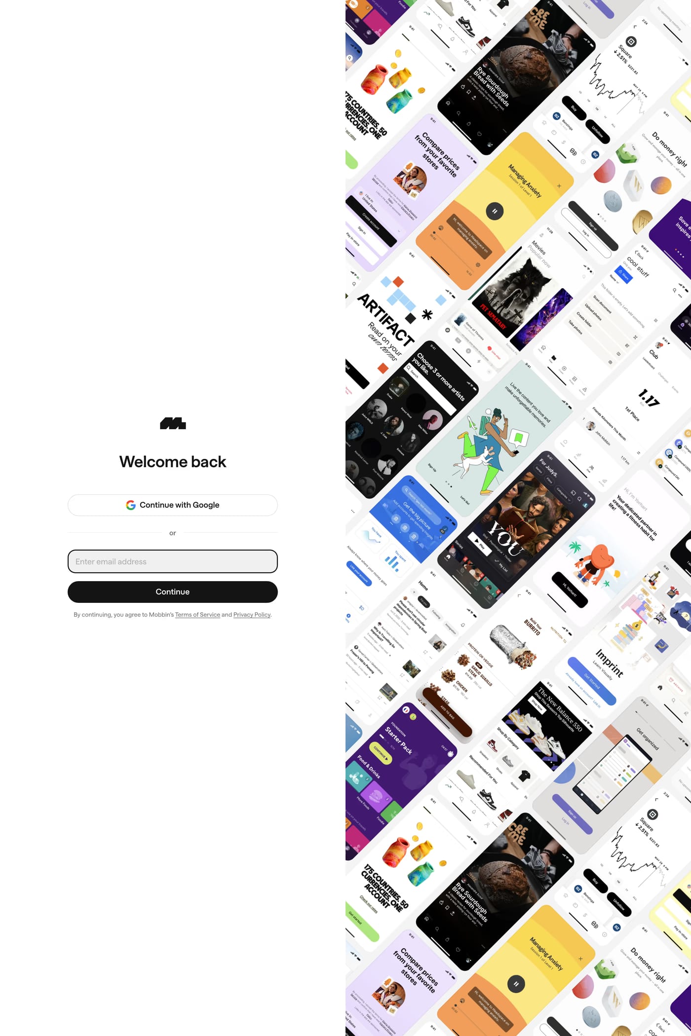 Mobbin — screenshot of the login page
