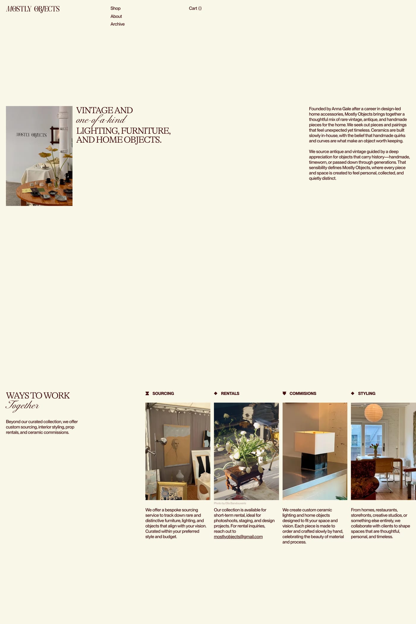 Mostly Objects — screenshot of the about page