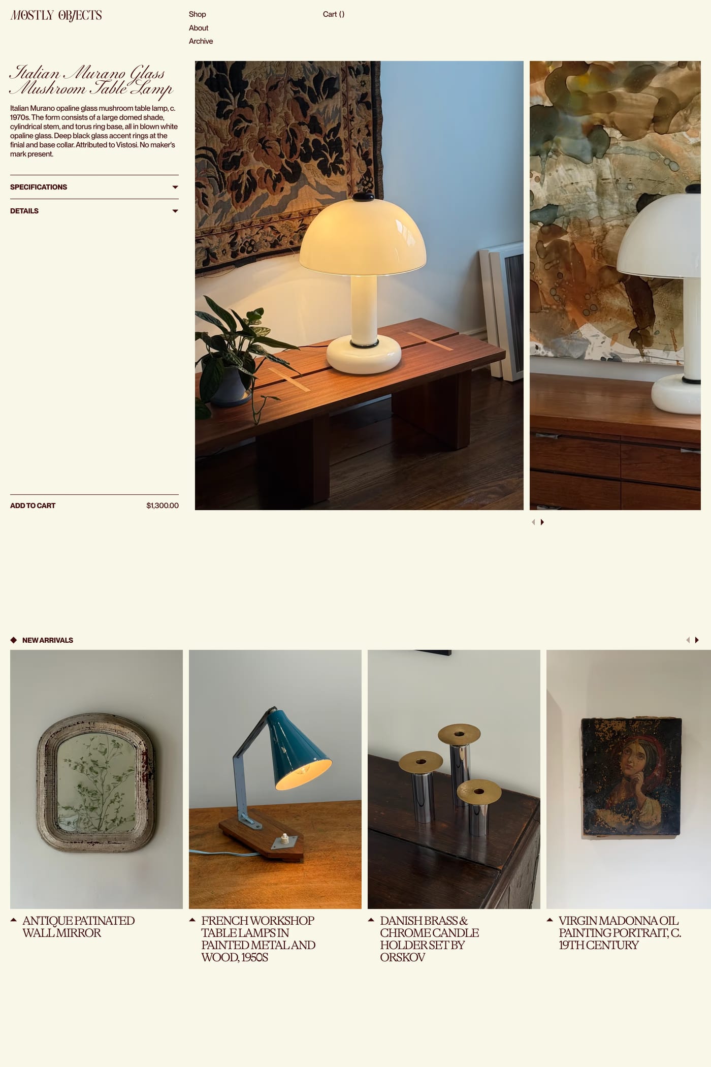 Mostly Objects product page page