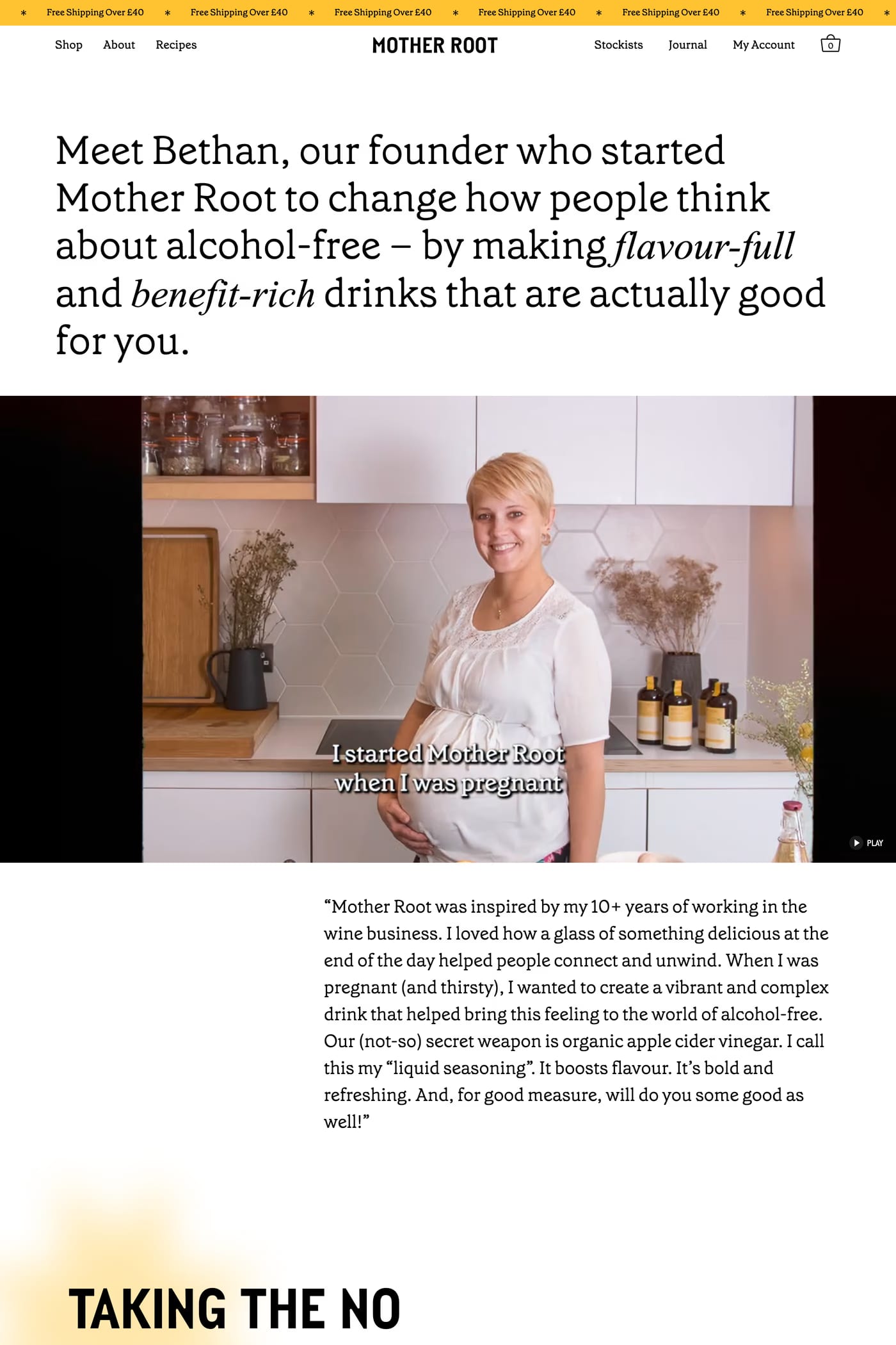 Mother Root — screenshot of the about page
