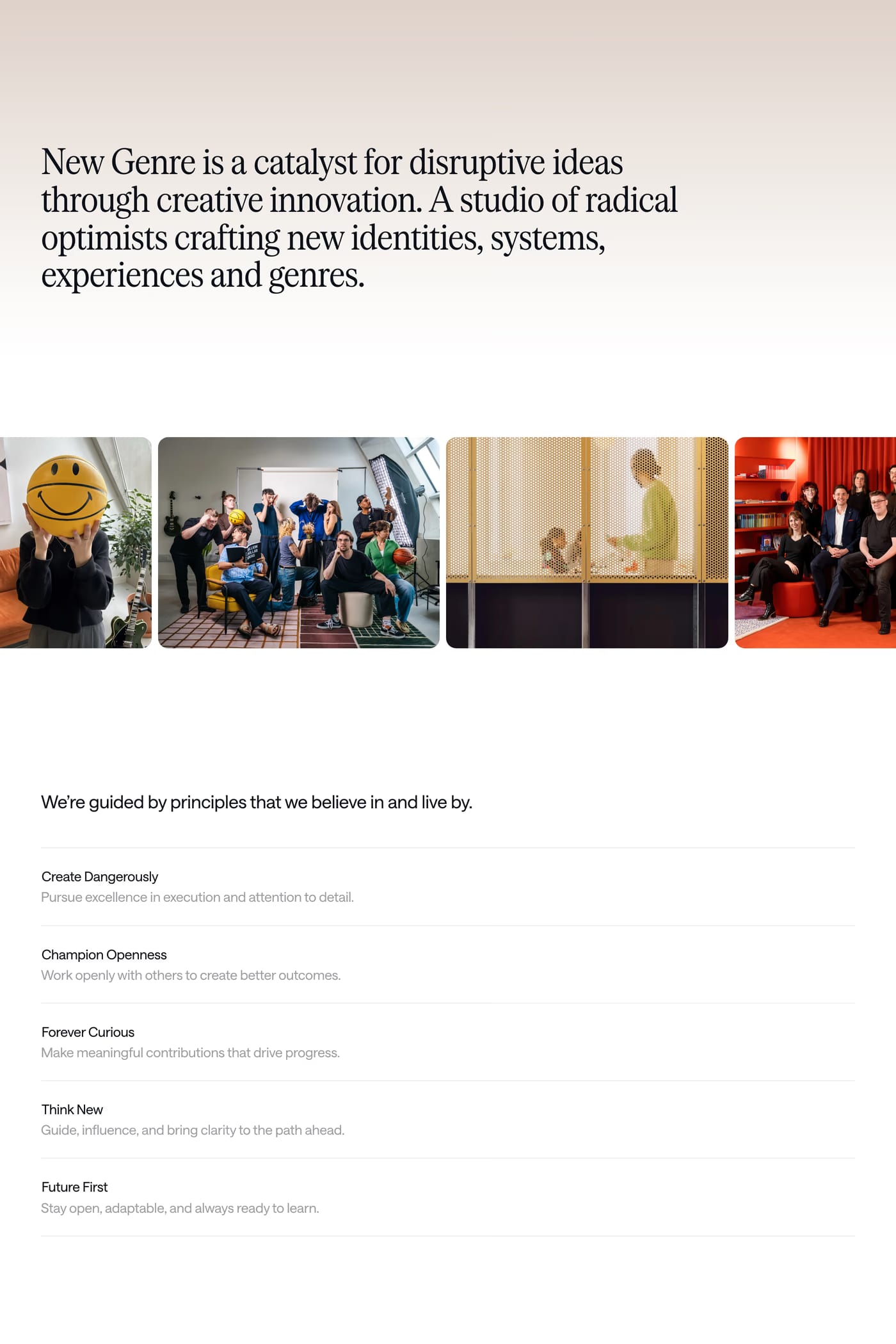 New Genre — screenshot of the about page