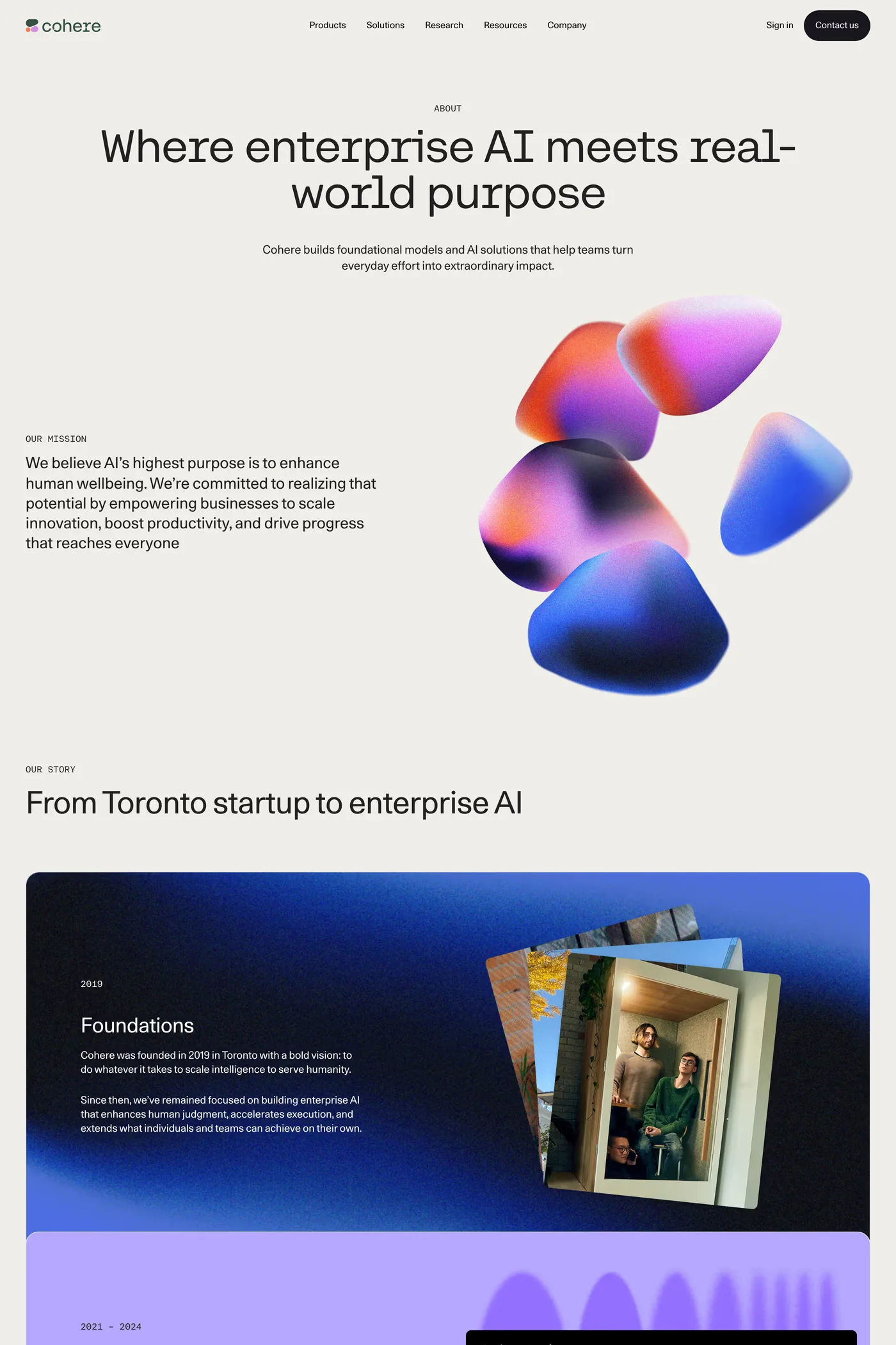 North — screenshot of the about page