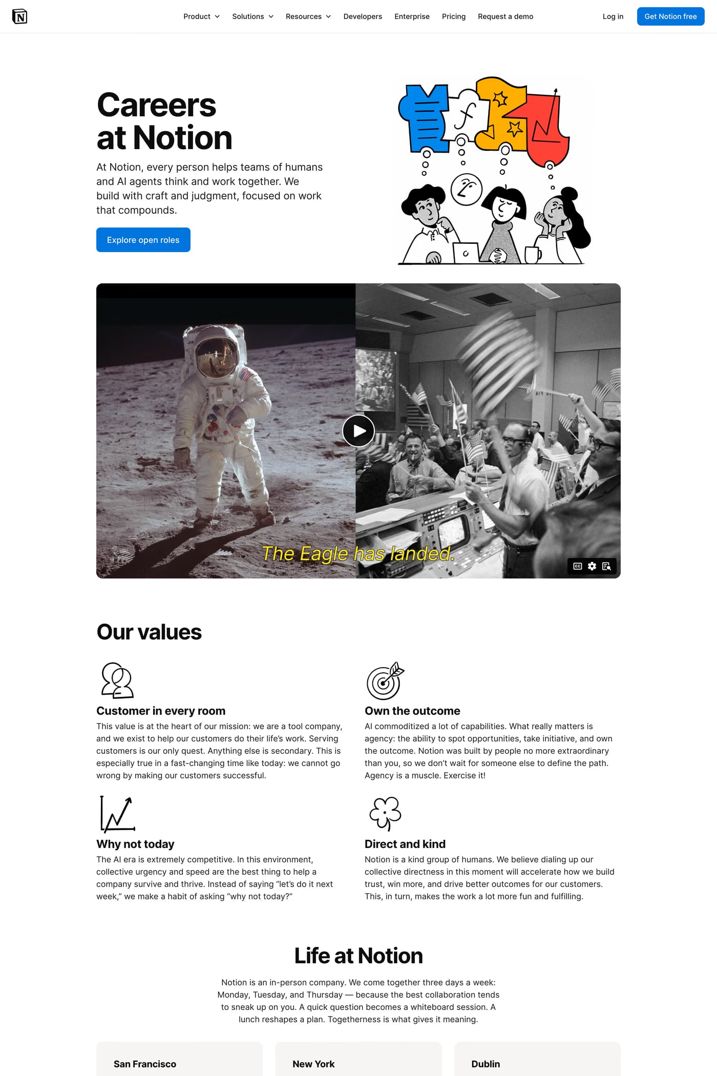 Notion — screenshot of the careers page