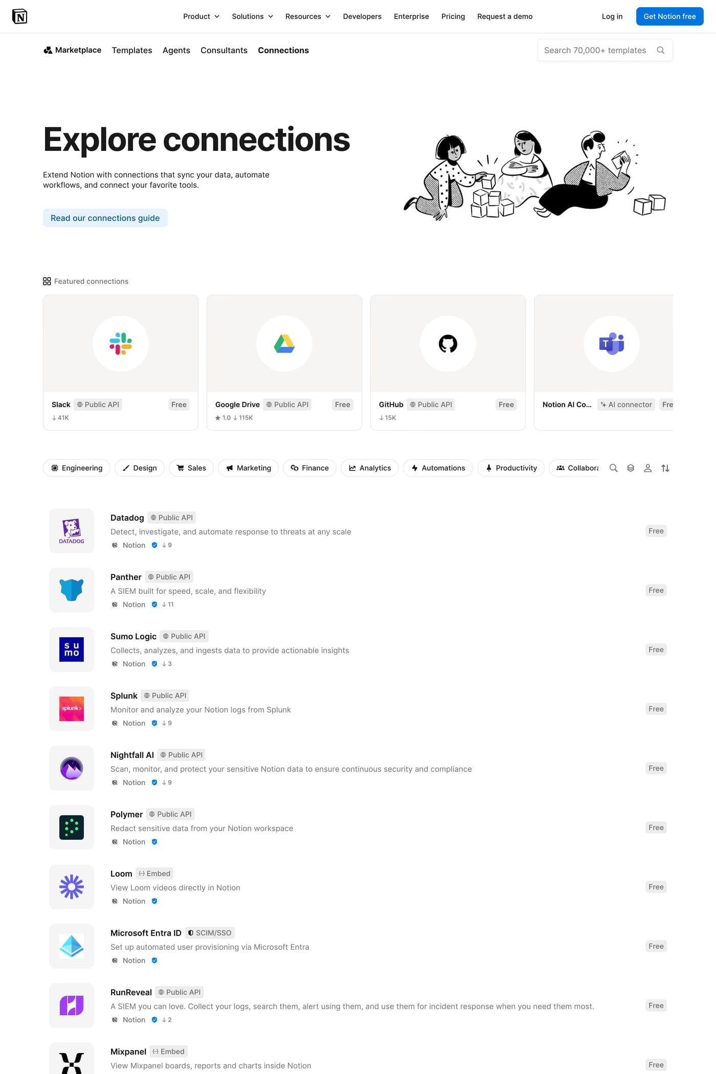 Notion — screenshot of the integrations page