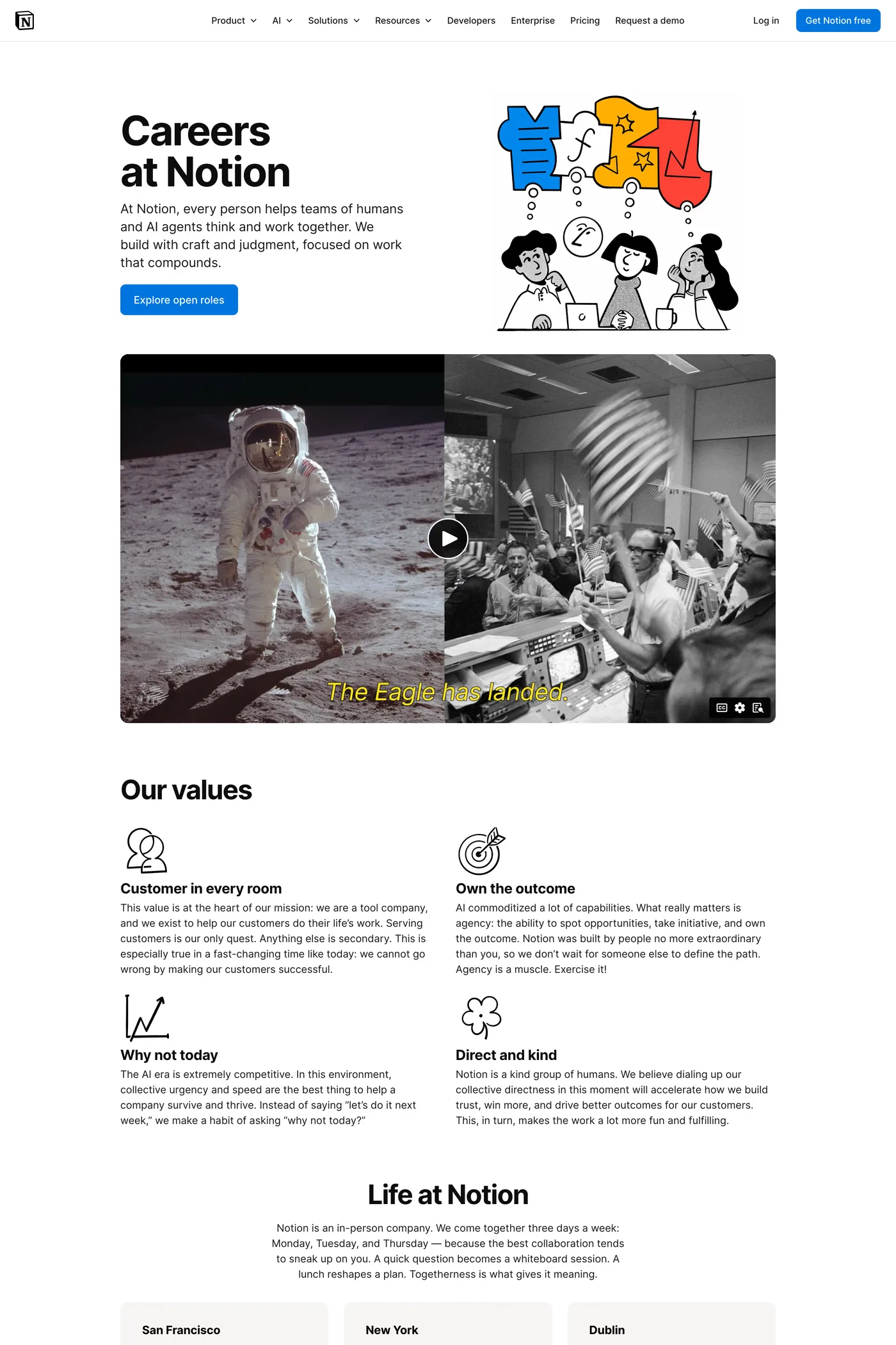 Notion — screenshot of the careers page
