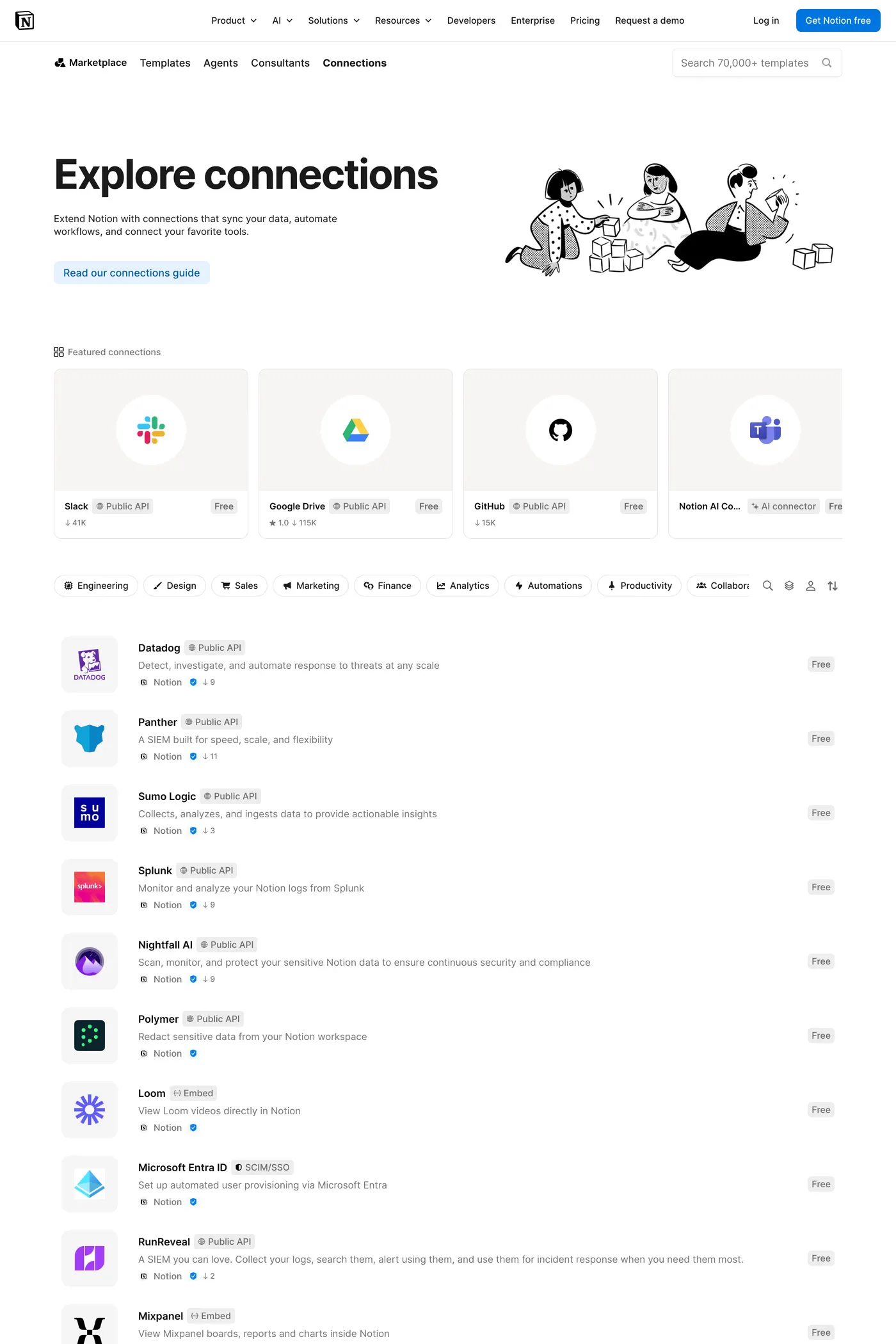 Notion — screenshot of the integrations page
