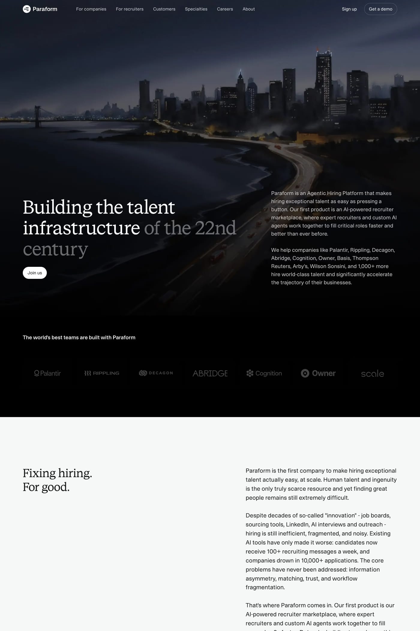 Paraform — screenshot of the about page