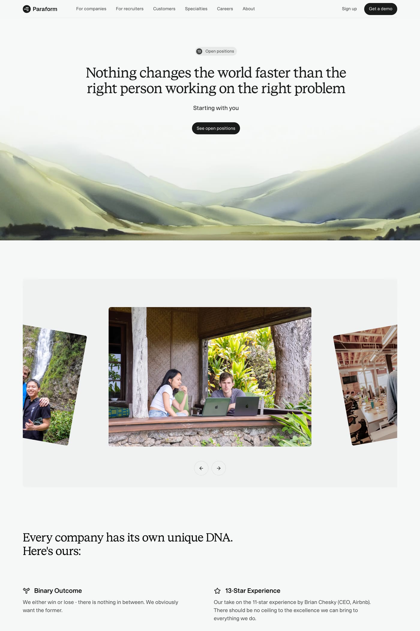 Paraform — screenshot of the careers page