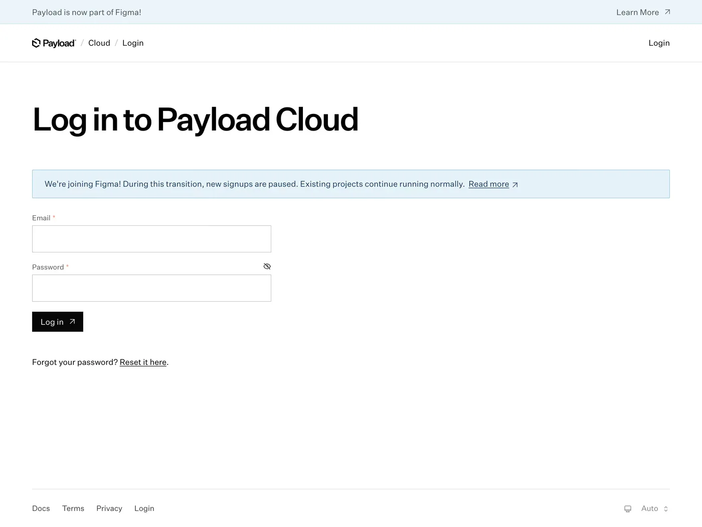 Payload — screenshot of the login page