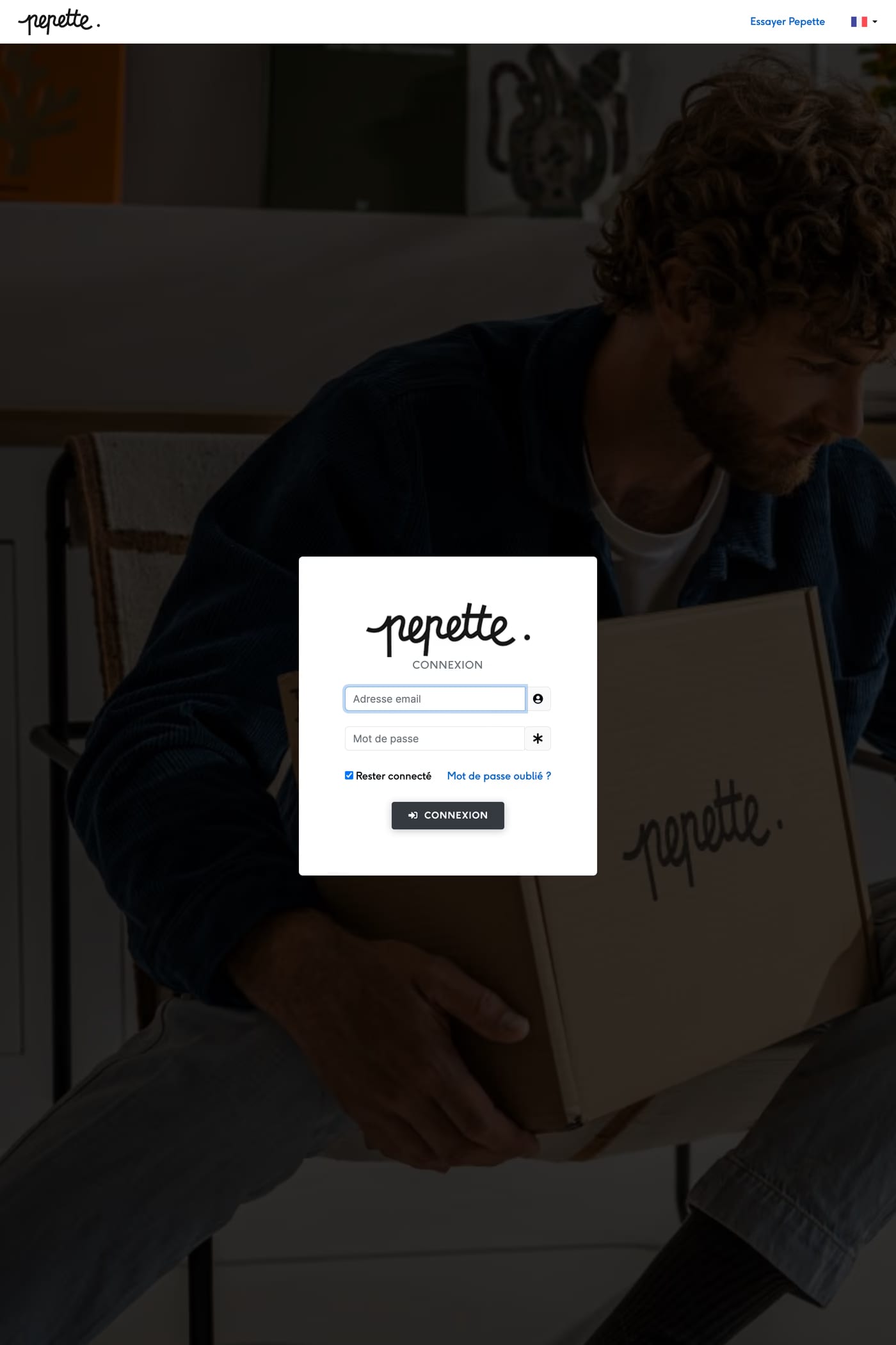 Pepette — screenshot of the login page
