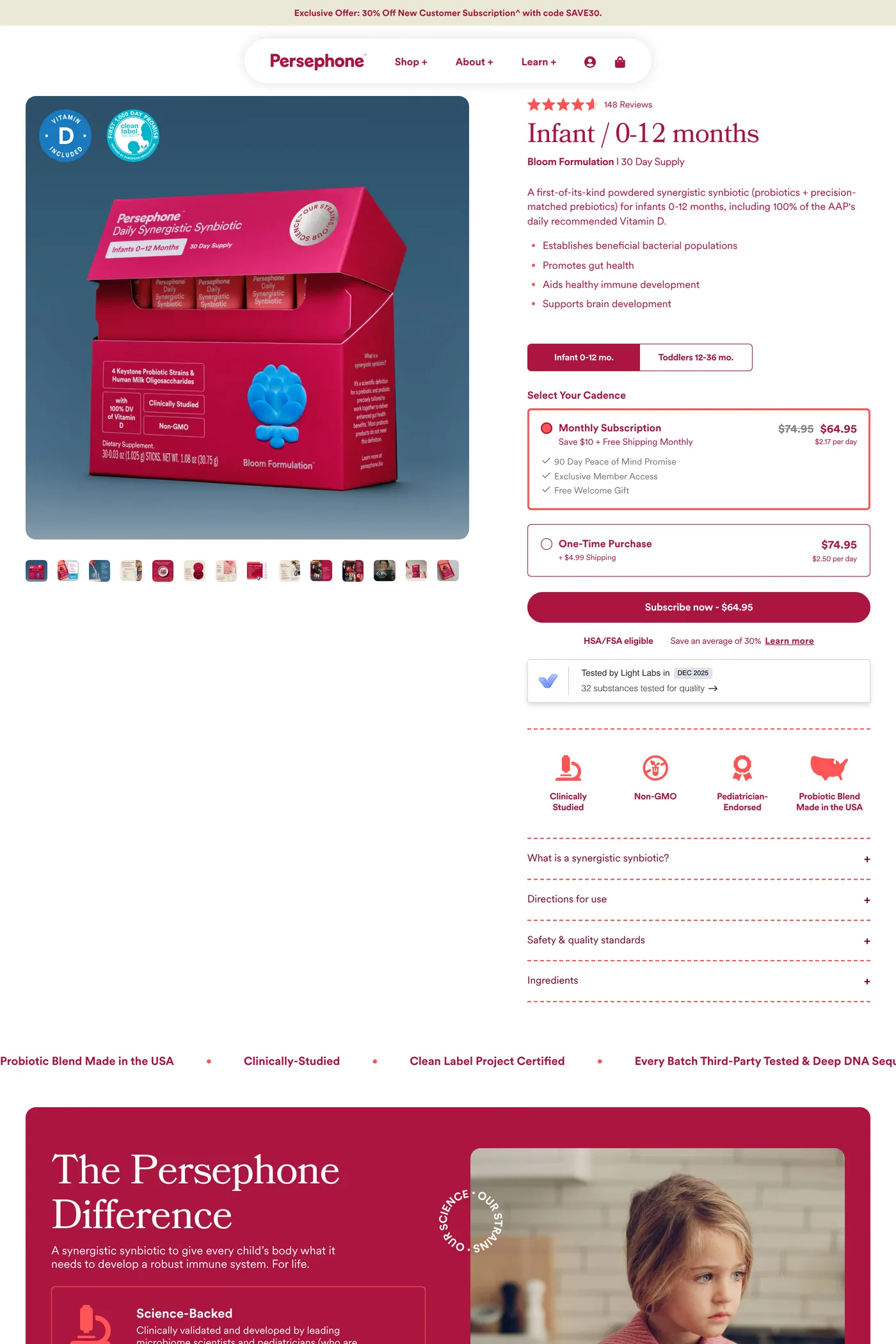 Persephone — screenshot of the pricing page