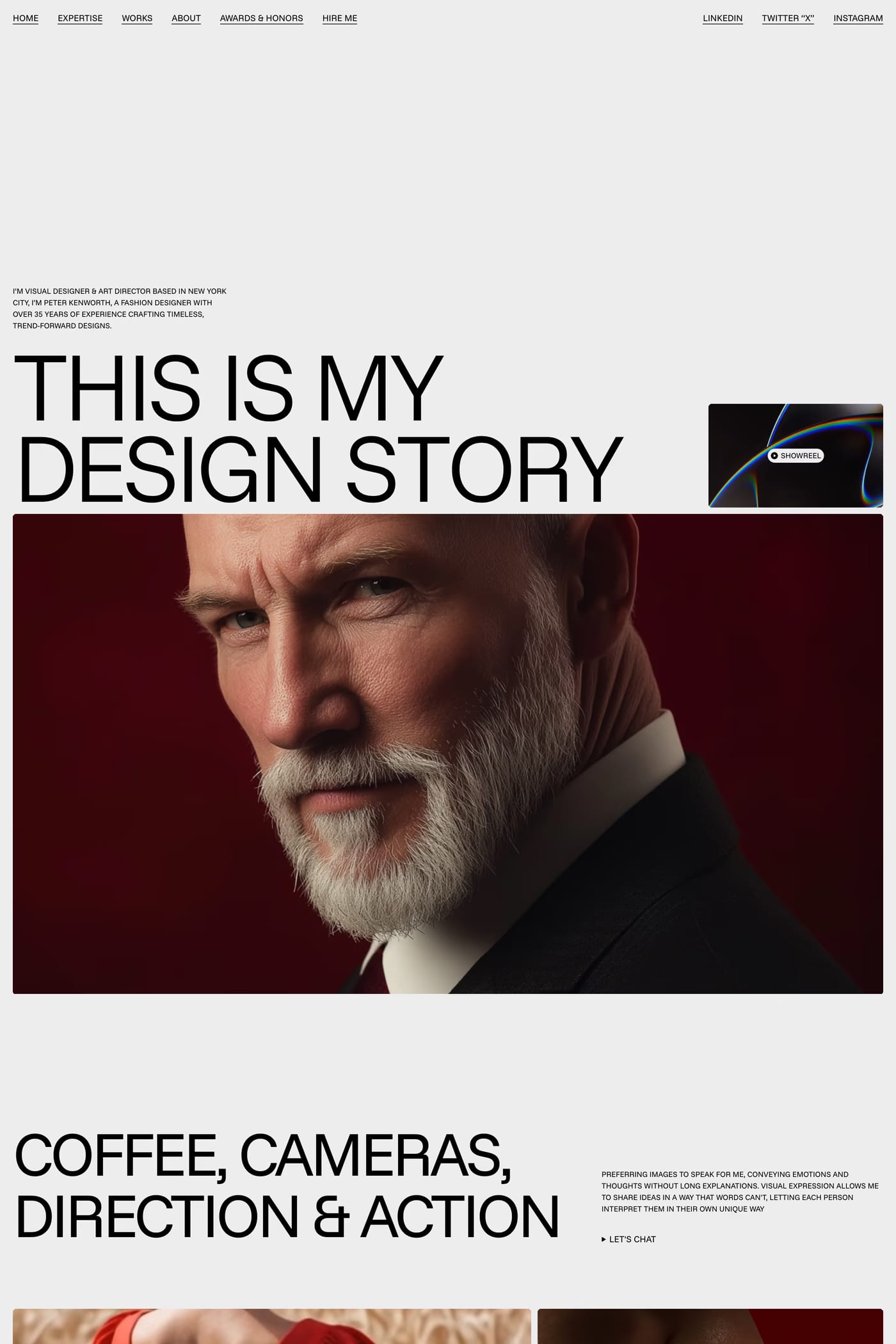 Peter Kenworth — screenshot of the about page