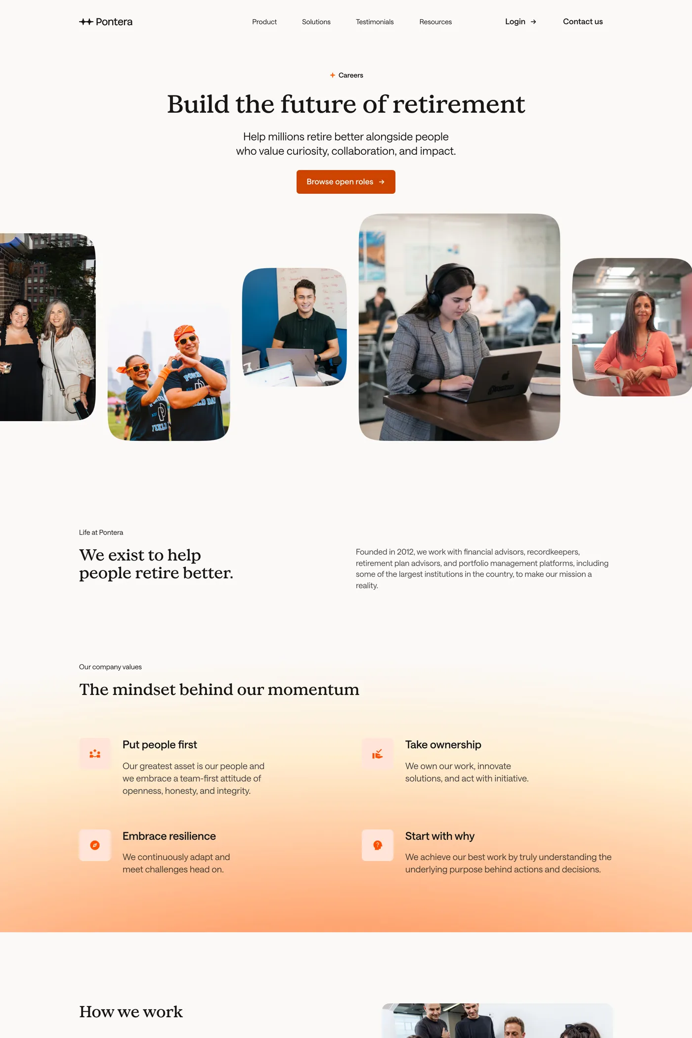 Pontera — screenshot of the careers page
