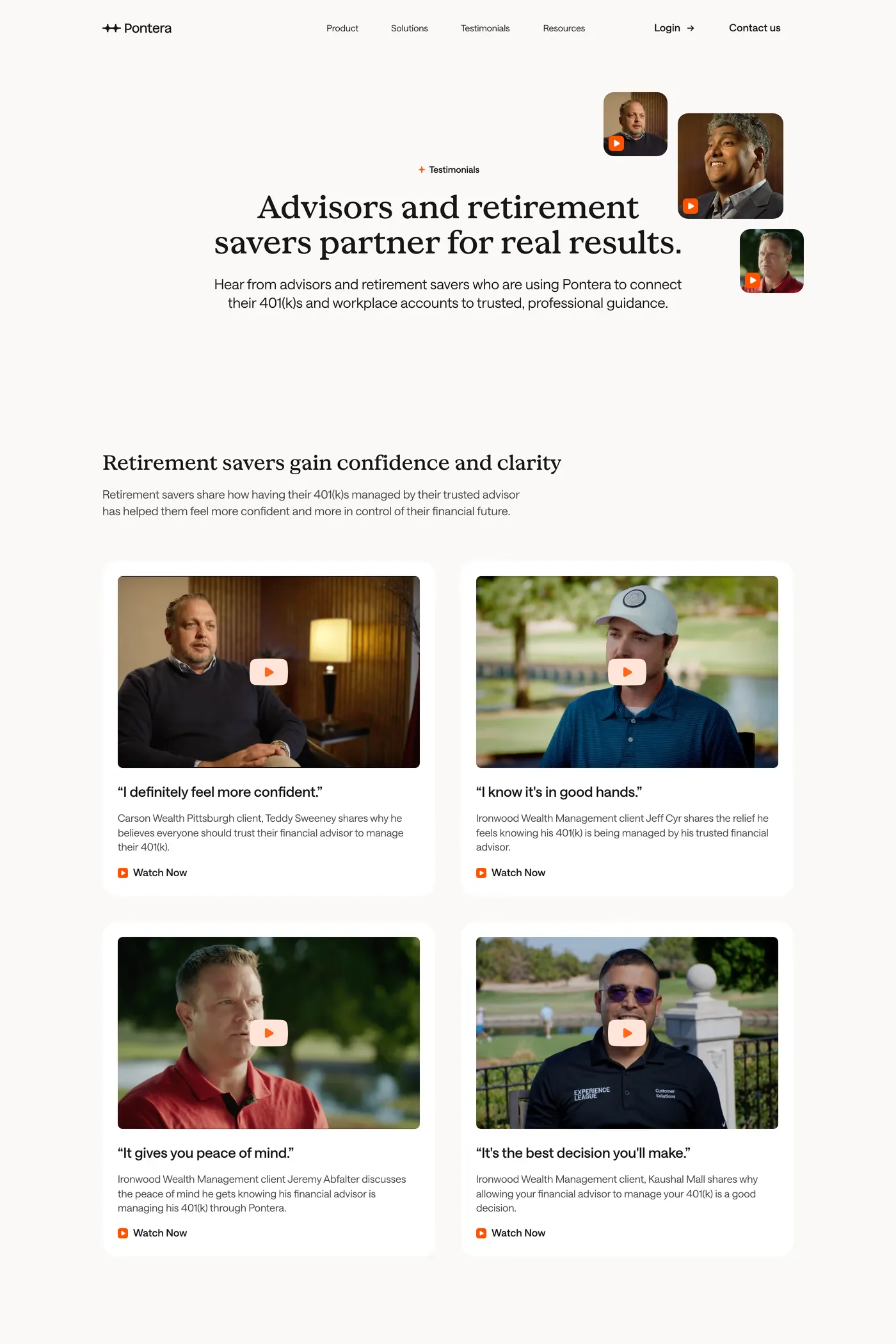 Pontera — screenshot of the case studies page