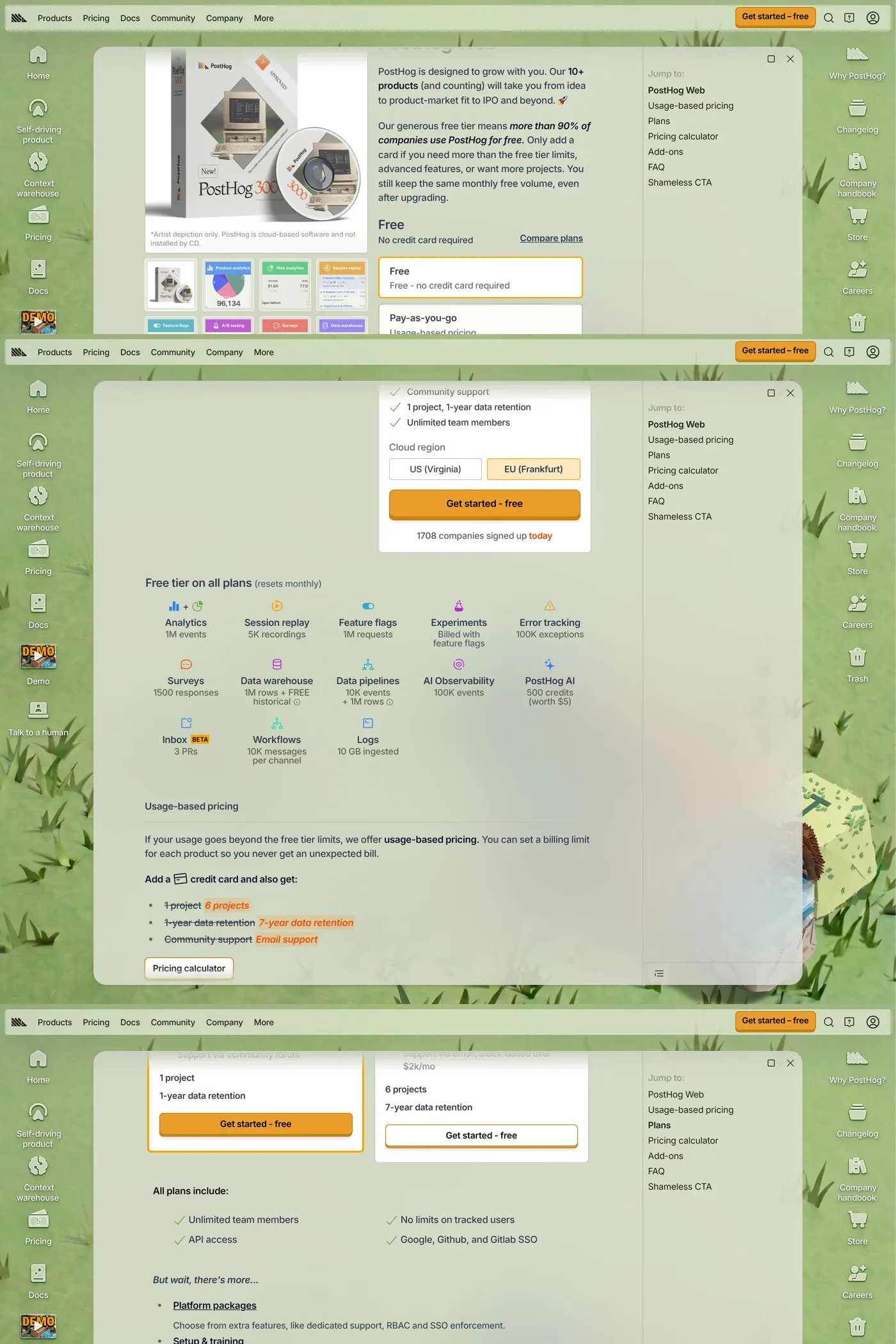 PostHog — screenshot of the pricing page