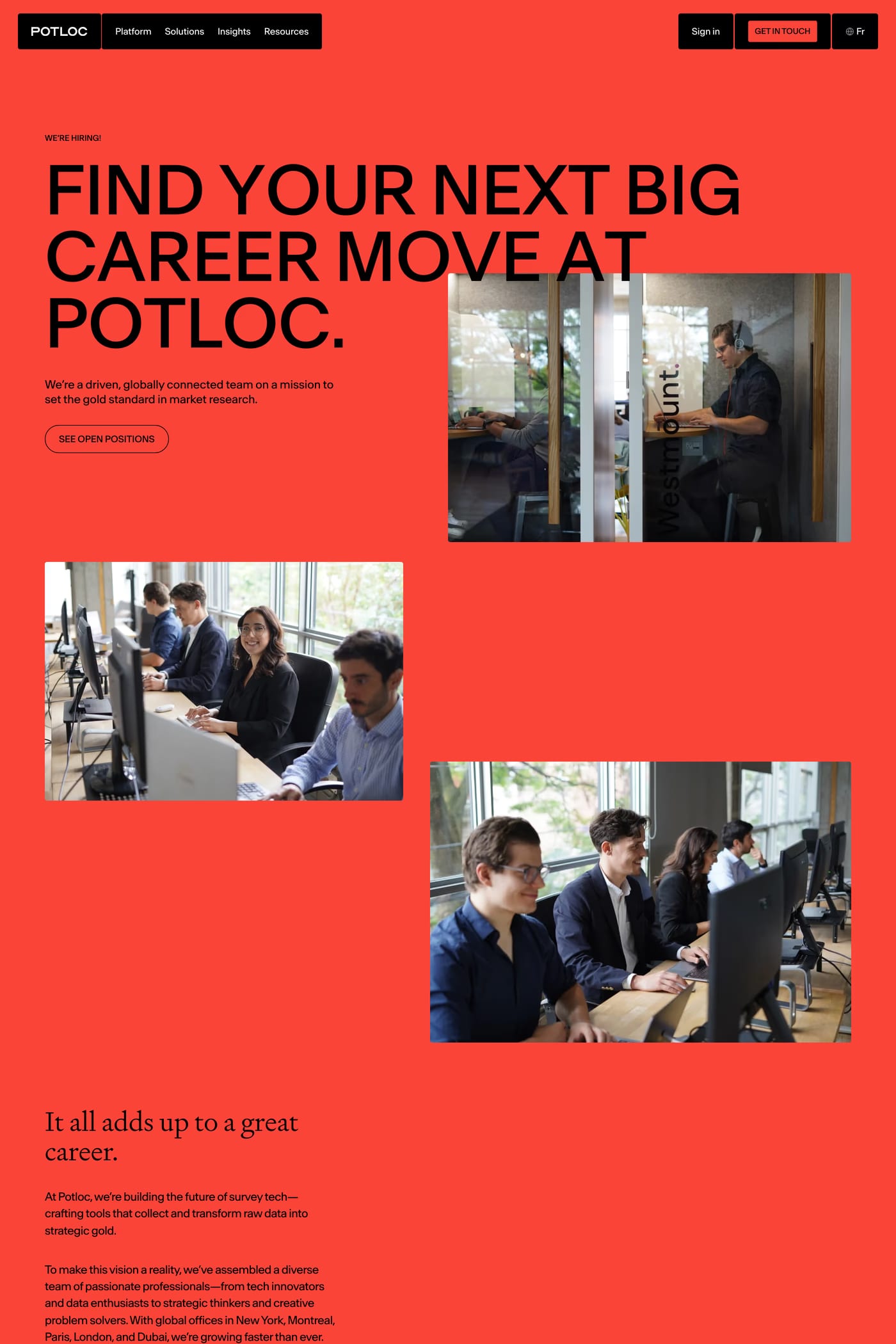 Potloc — screenshot of the careers page