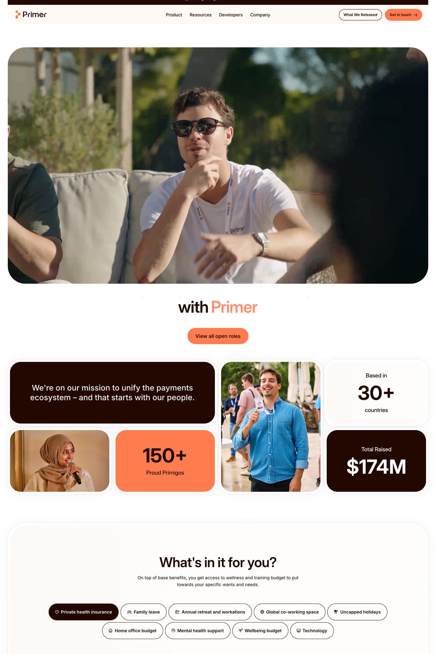 Primer — screenshot of the careers page