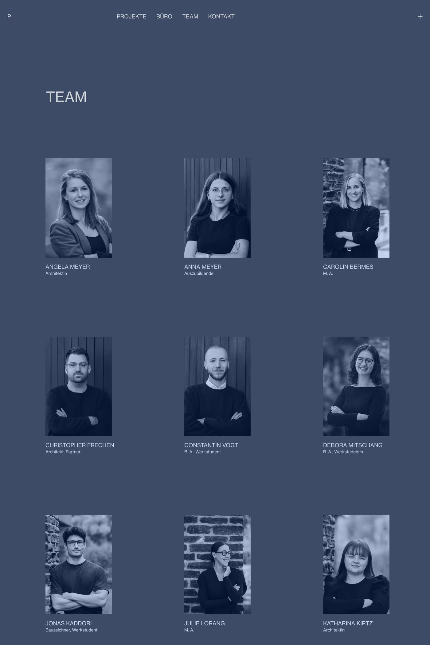 PUR+ Architekten — screenshot of the about page