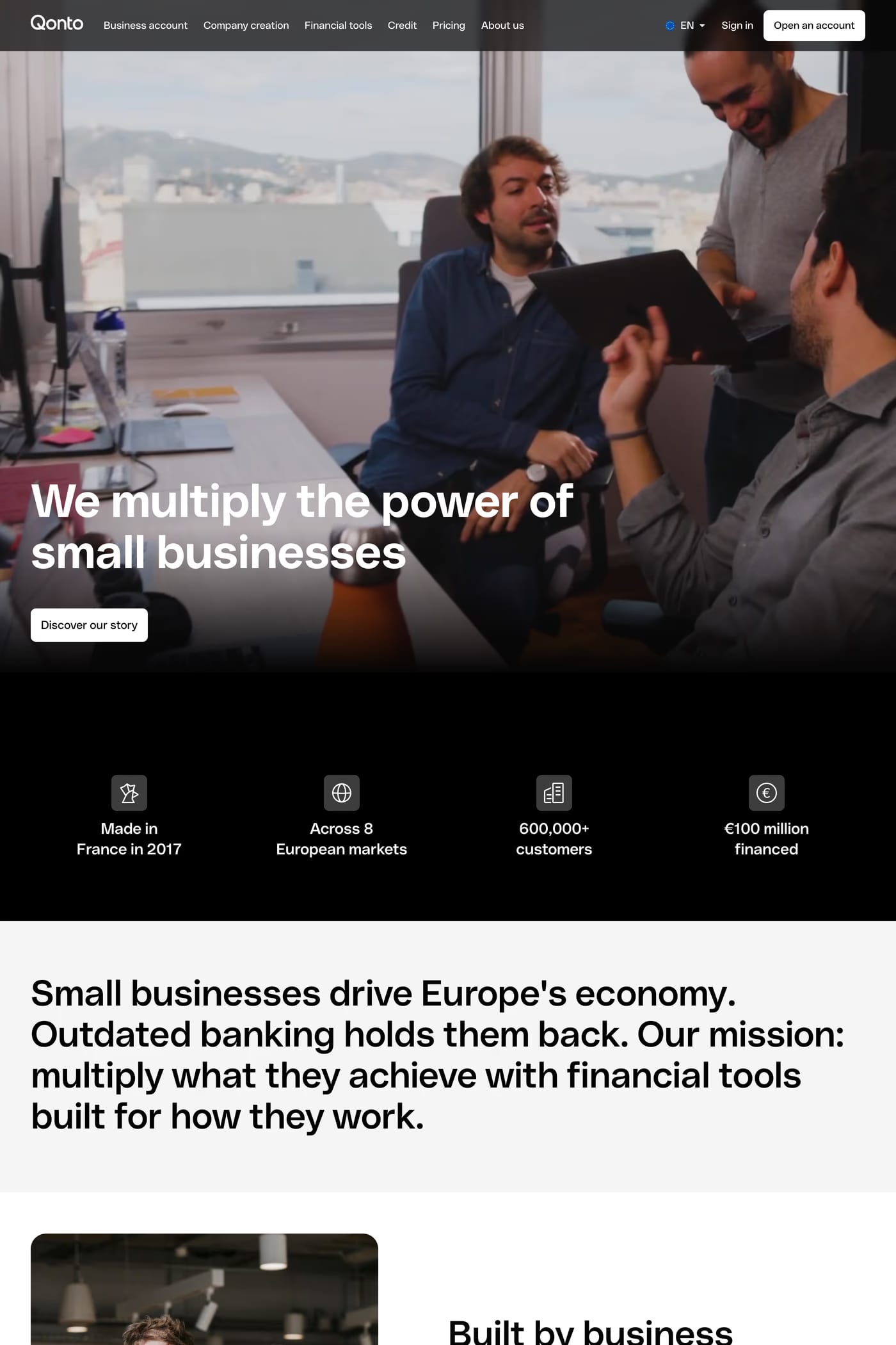 Qonto — screenshot of the about page