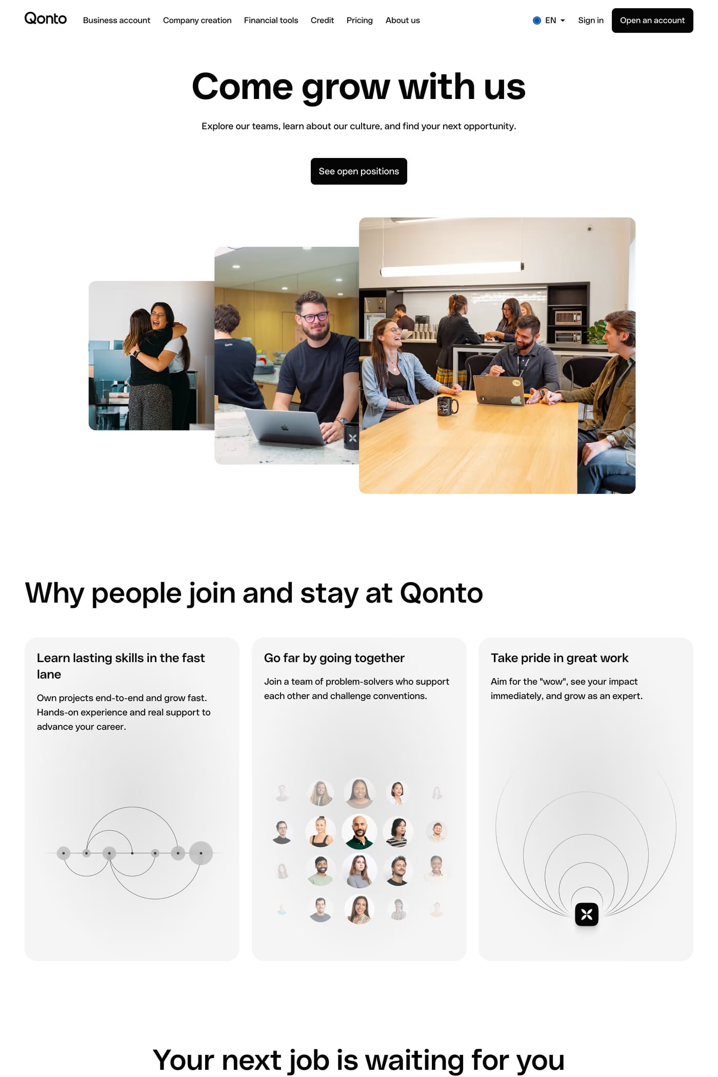 Qonto — screenshot of the careers page