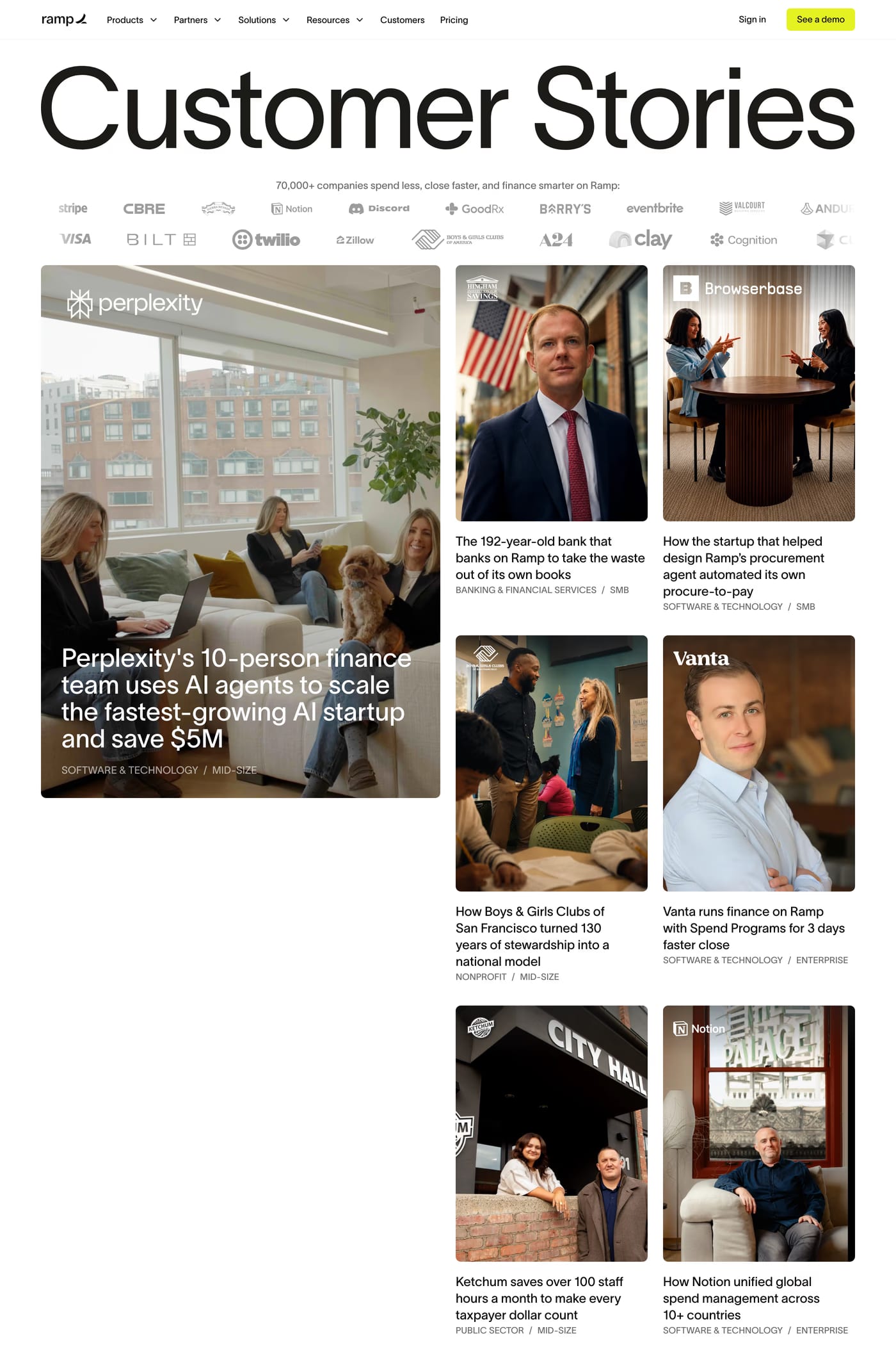 Ramp Travel — screenshot of the case studies page
