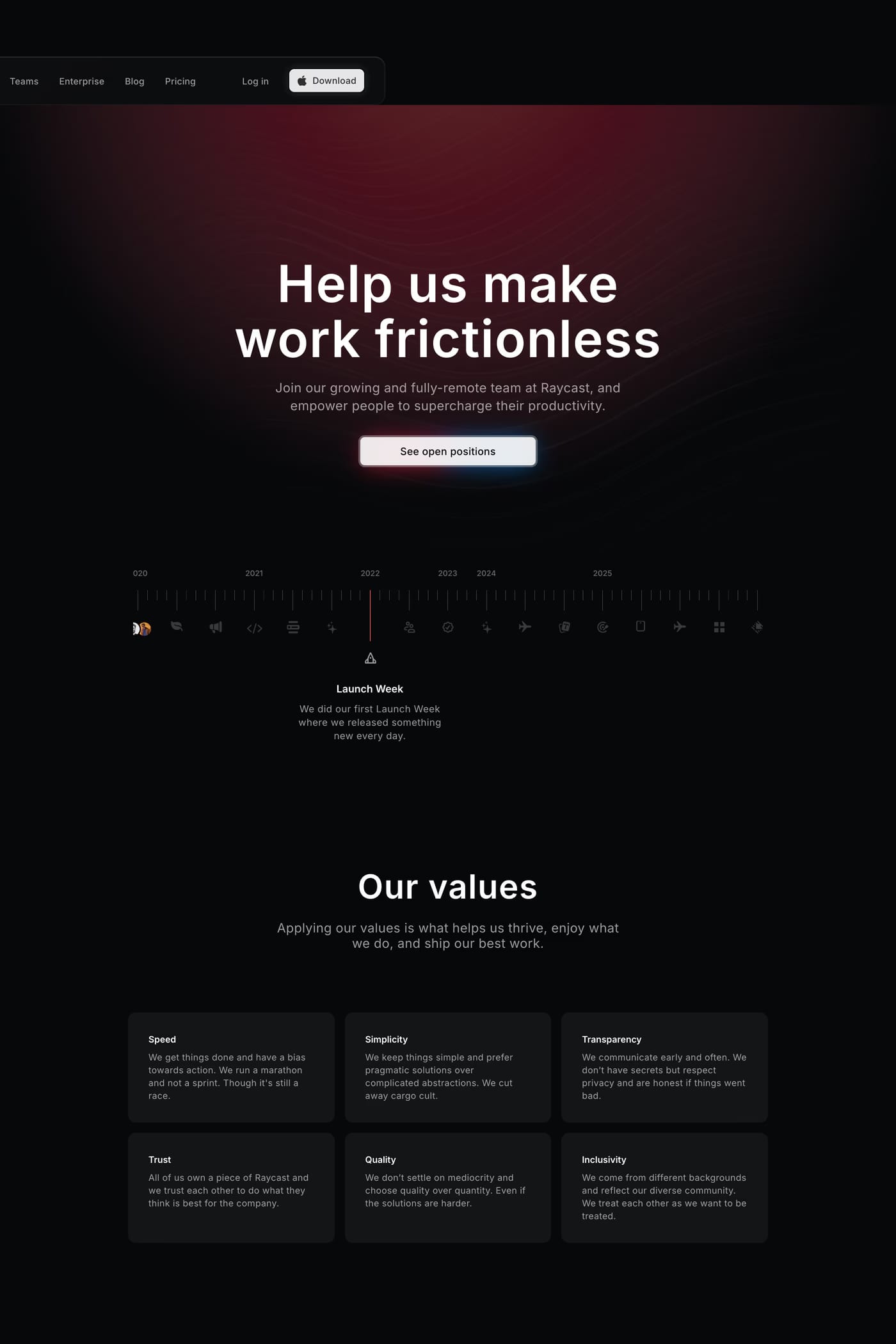 Raycast careers page