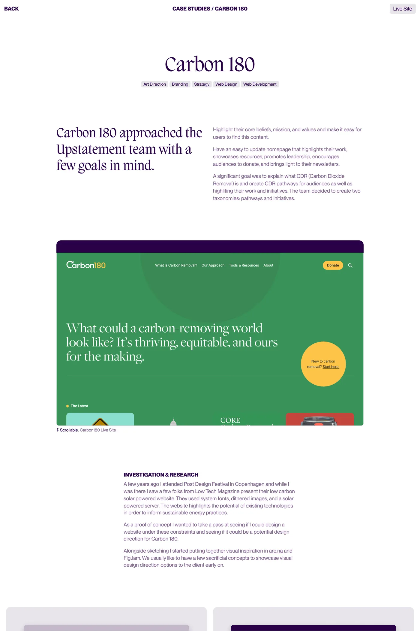 Regis Biron — screenshot of the case studies page