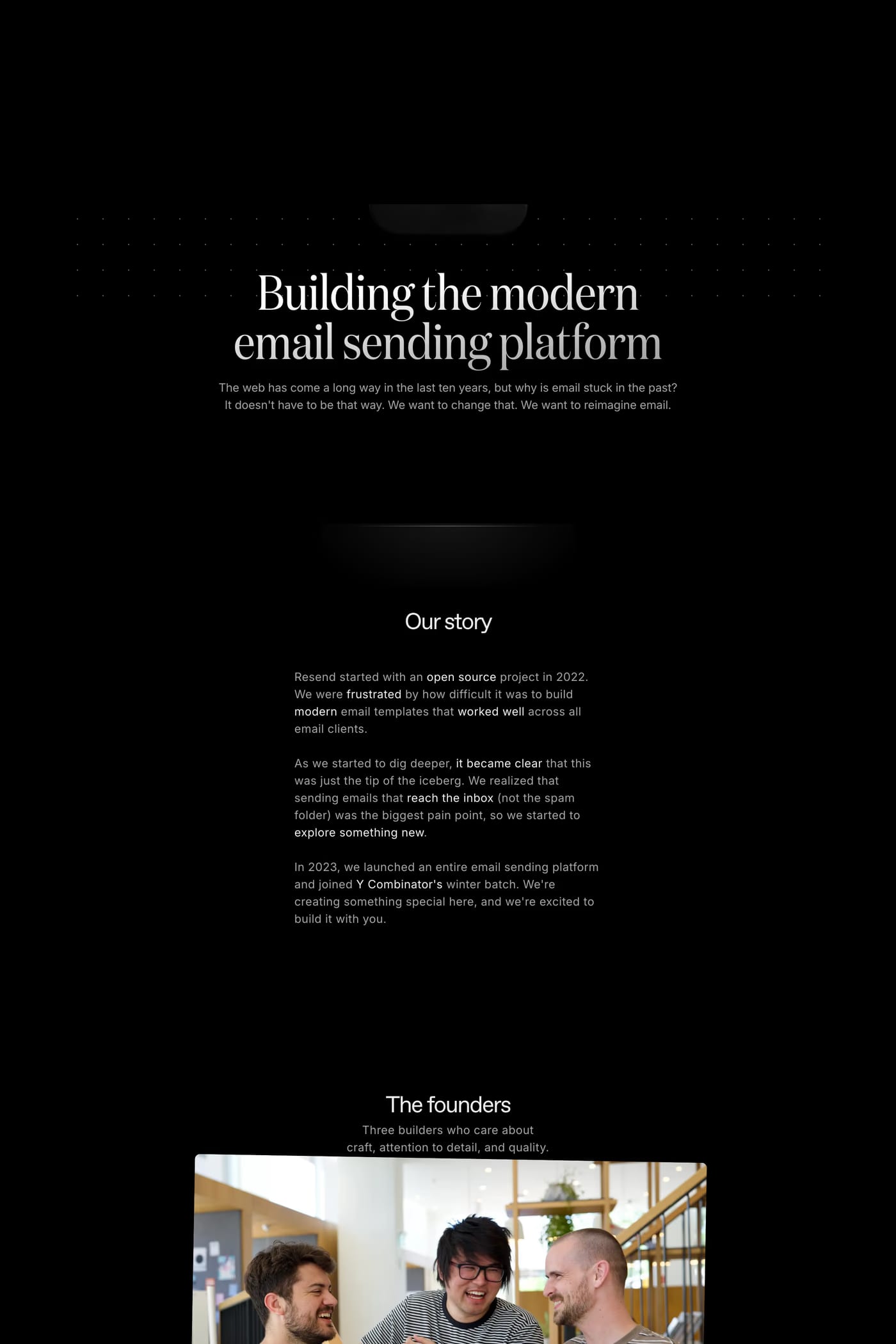 Resend — screenshot of the about page