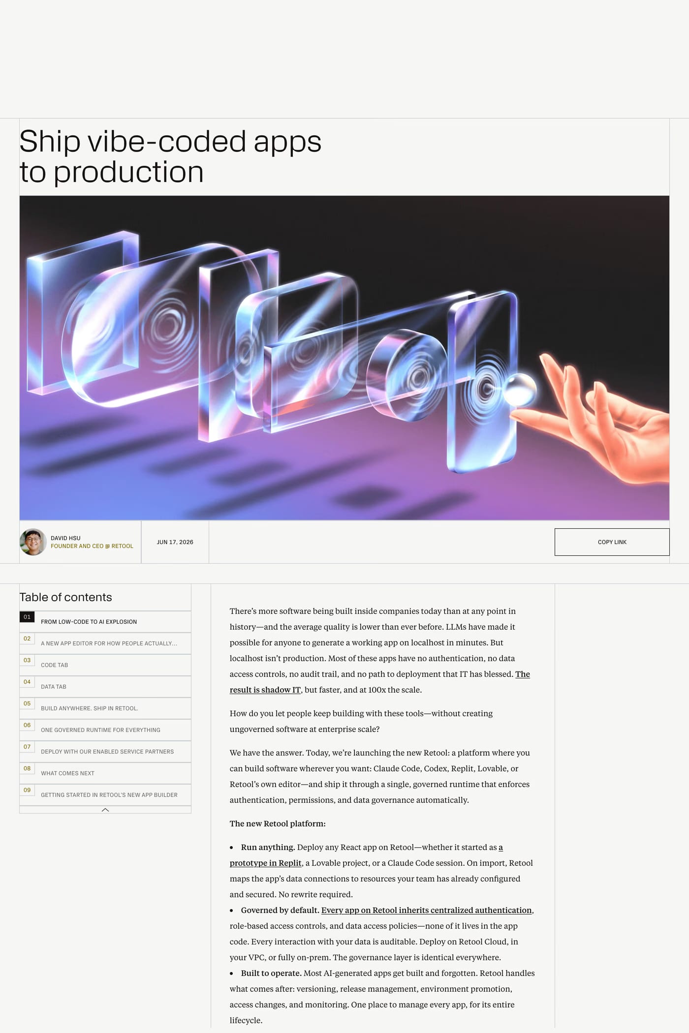 Retool — screenshot of the blog page