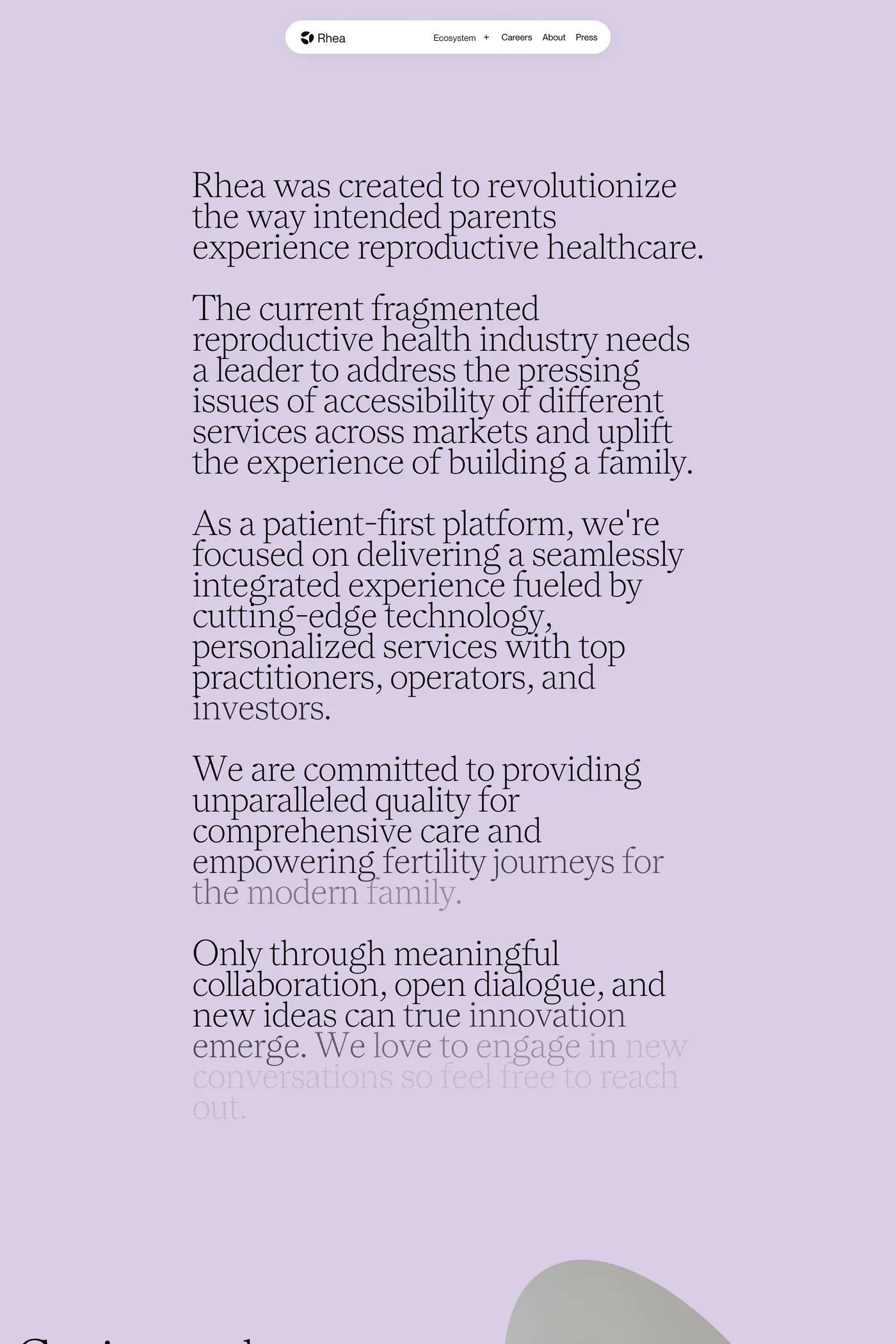 Rhea — screenshot of the about page