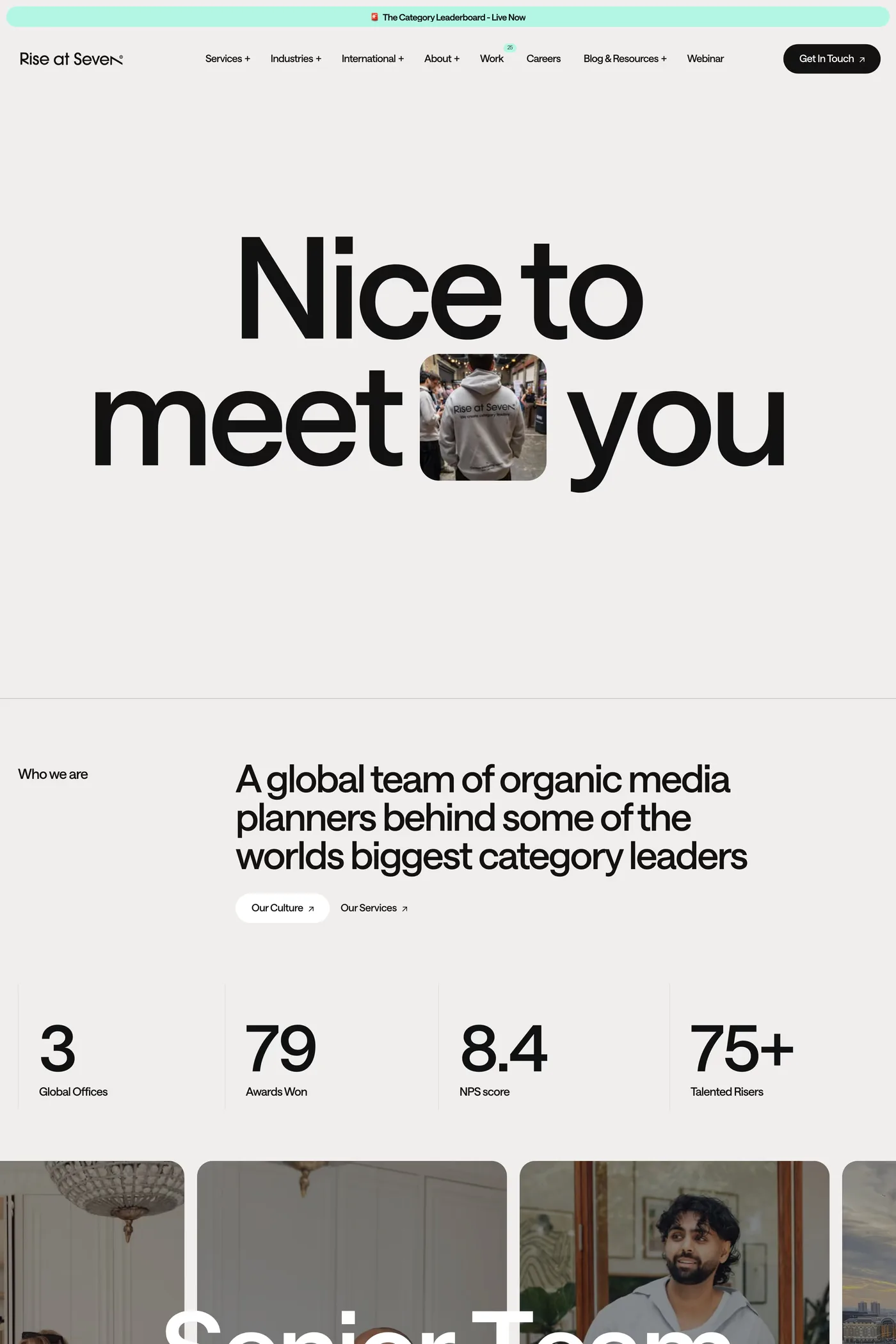 Rise at Seven — screenshot of the about page