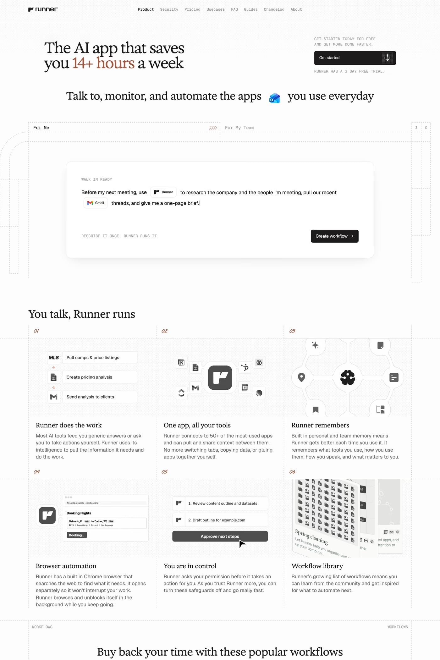 Runner — screenshot of the login page