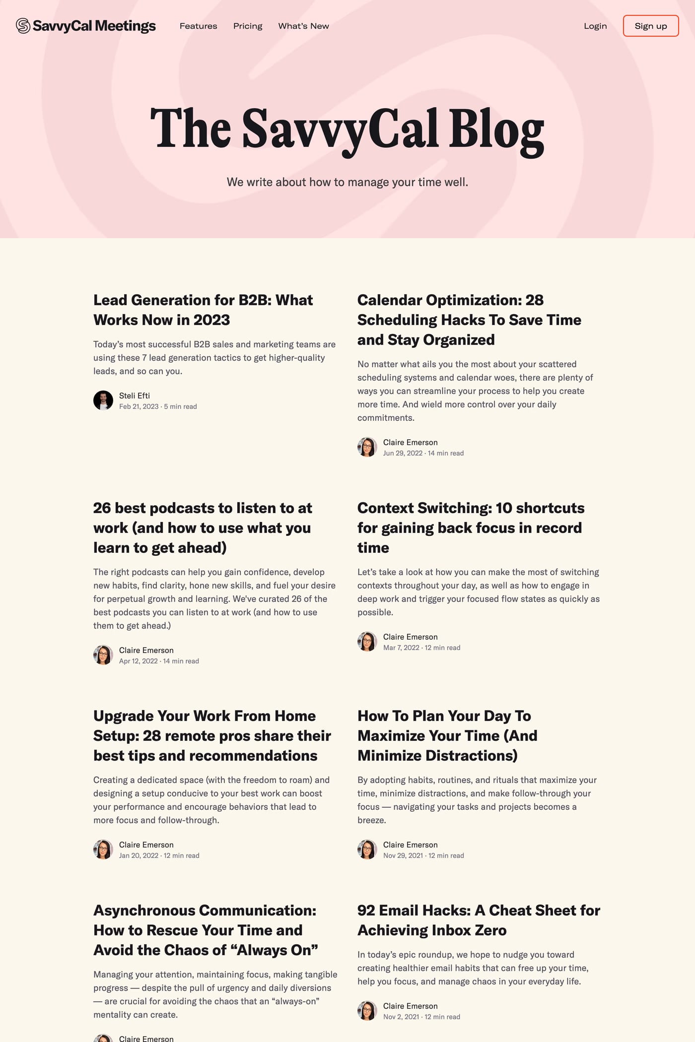 Savvy cal blog page
